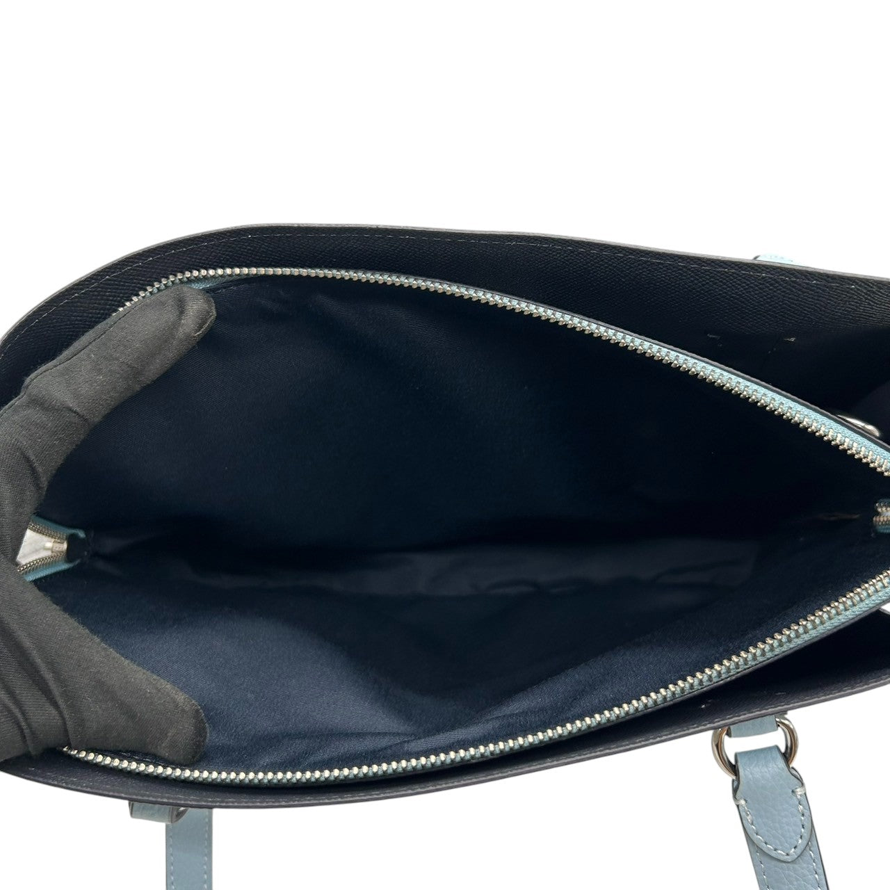 【美品】コーチ COACH ギャラリー トート C4078 2WAY ハンドバッグ ショルダーバッグ レザー 本革 水色 ライトブルー レディース ビジネス 通学 A4収納可 エレガント フェミニン ワンショルダー 斜め掛け可 自立可 クリーニング済み D