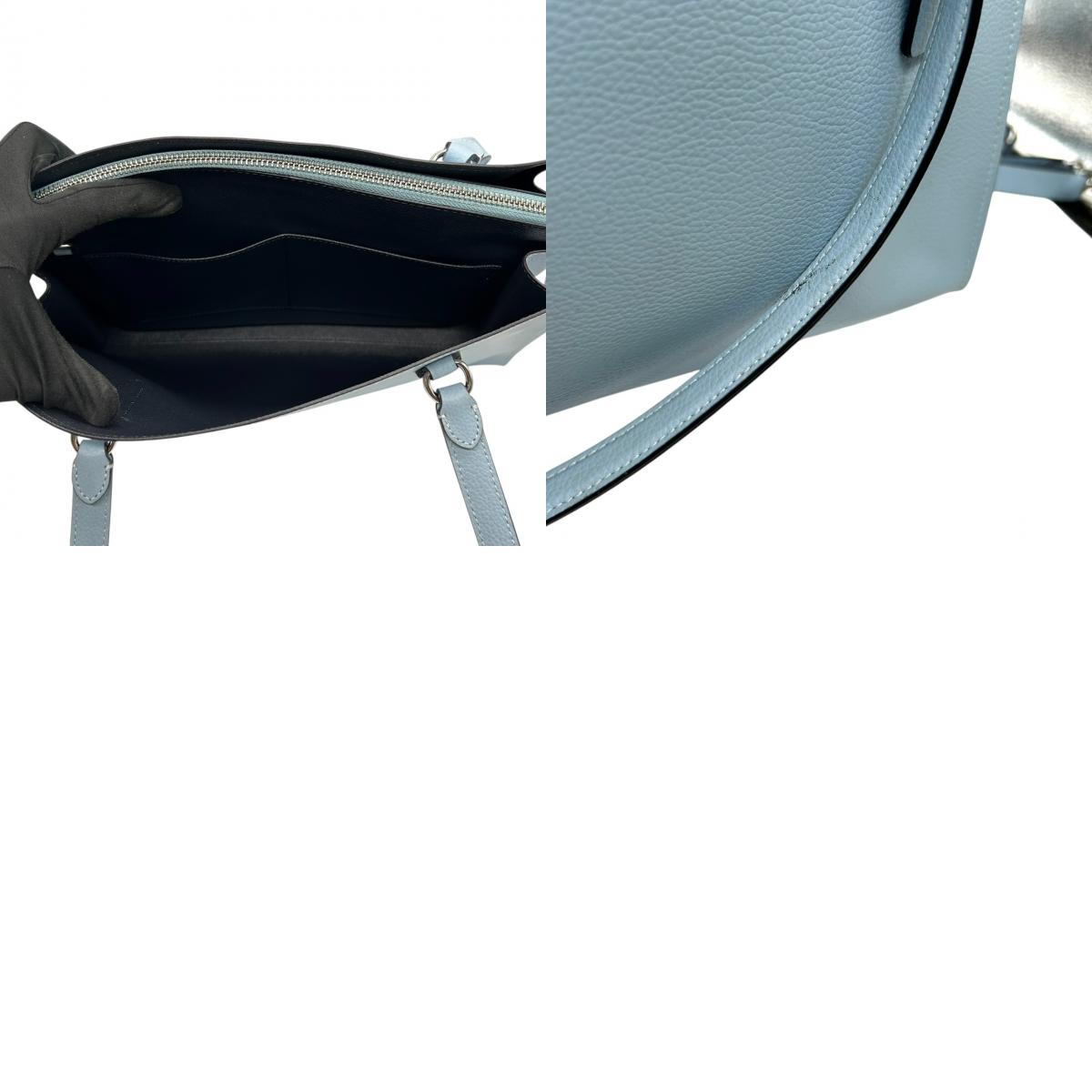 【美品】コーチ COACH ギャラリー トート C4078 2WAY ハンドバッグ ショルダーバッグ レザー 本革 水色 ライトブルー レディース ビジネス 通学 A4収納可 エレガント フェミニン ワンショルダー 斜め掛け可 自立可 クリーニング済み D