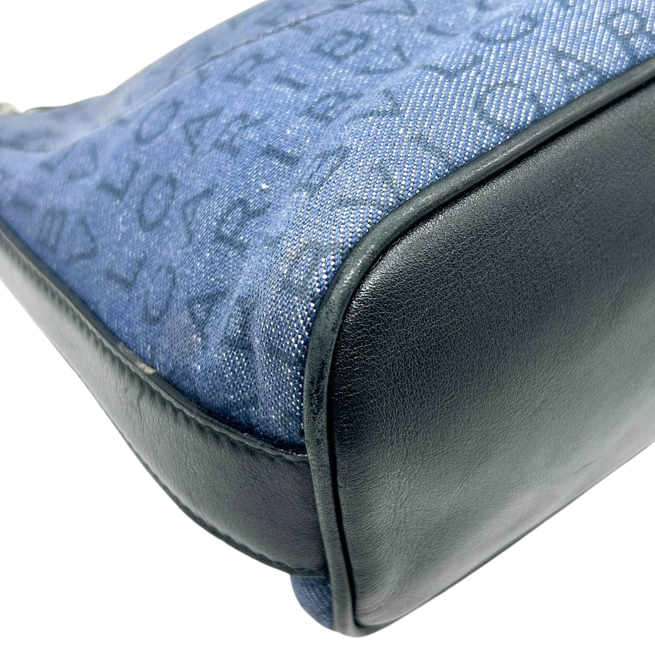 ブルガリ BVLGARI ハンドバッグ ショルダーバッグ アクセサリーポーチ ワンショルダー ロゴマニア キャンバス レザー ネイビー ブラック レディース ワンショルダー クリーニング済み s38