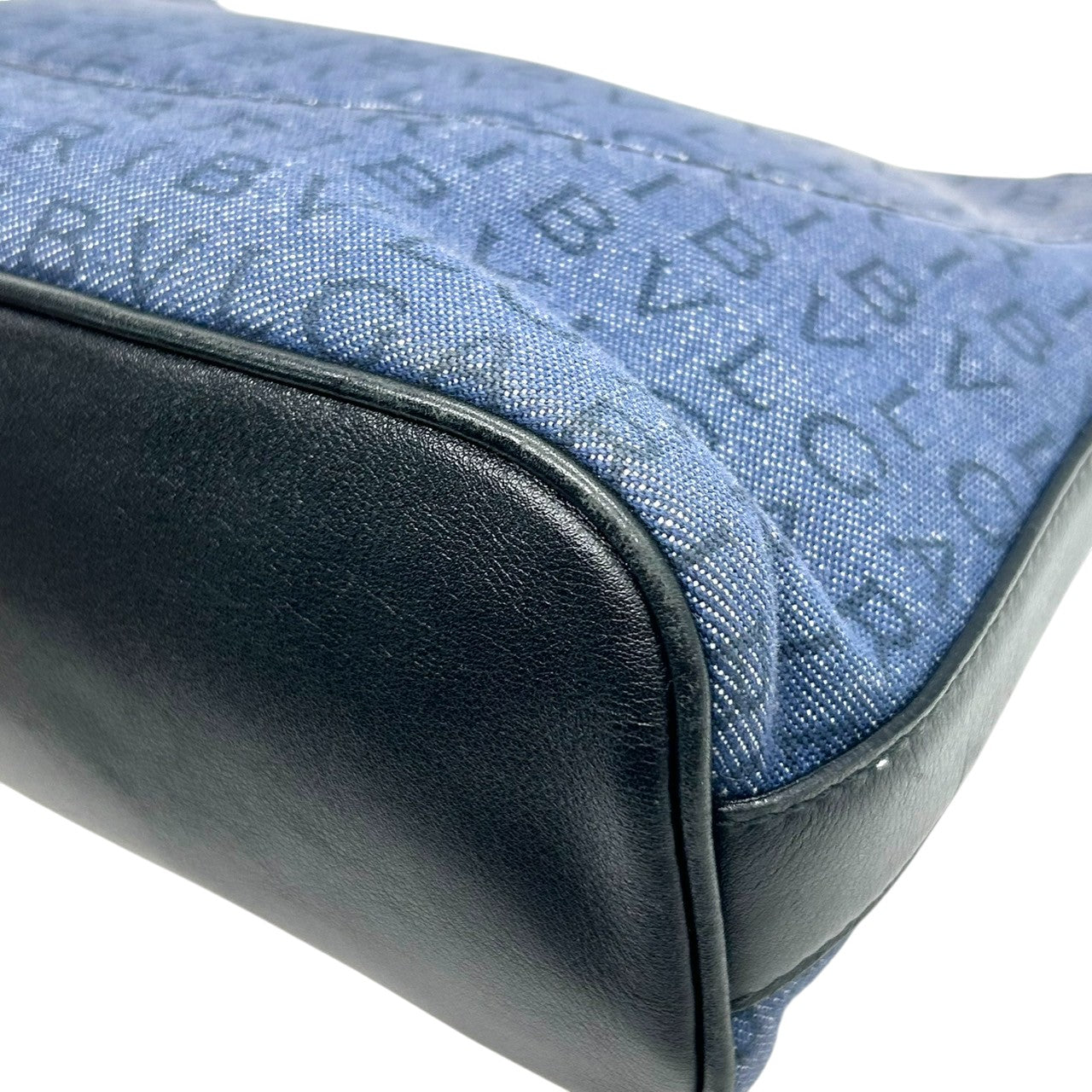 ブルガリ BVLGARI ハンドバッグ ショルダーバッグ アクセサリーポーチ ワンショルダー ロゴマニア キャンバス レザー ネイビー ブラック レディース ワンショルダー クリーニング済み s38