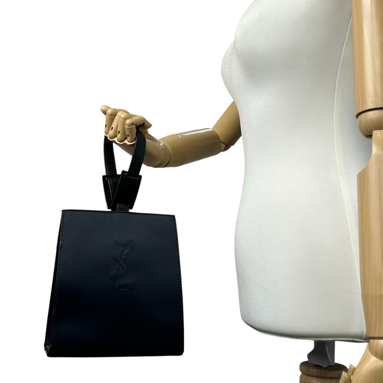 イヴサンローラン YVES SAINT LAURENT ハンドバッグ ミニバッグ YSL カサンドラロゴ エンボス ナイロン レザー ネイビー 紺 レディース ヴィンテージ ビンテージ クラシック エレガント フォーマル パーティバッグ クリーニング済み s38