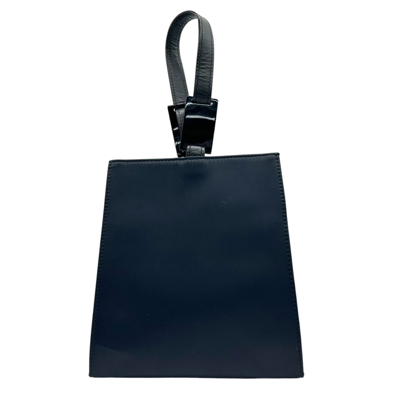 イヴサンローラン YVES SAINT LAURENT ハンドバッグ ミニバッグ YSL カサンドラロゴ エンボス ナイロン レザー ネイビー 紺 レディース ヴィンテージ ビンテージ クラシック エレガント フォーマル パーティバッグ クリーニング済み s38