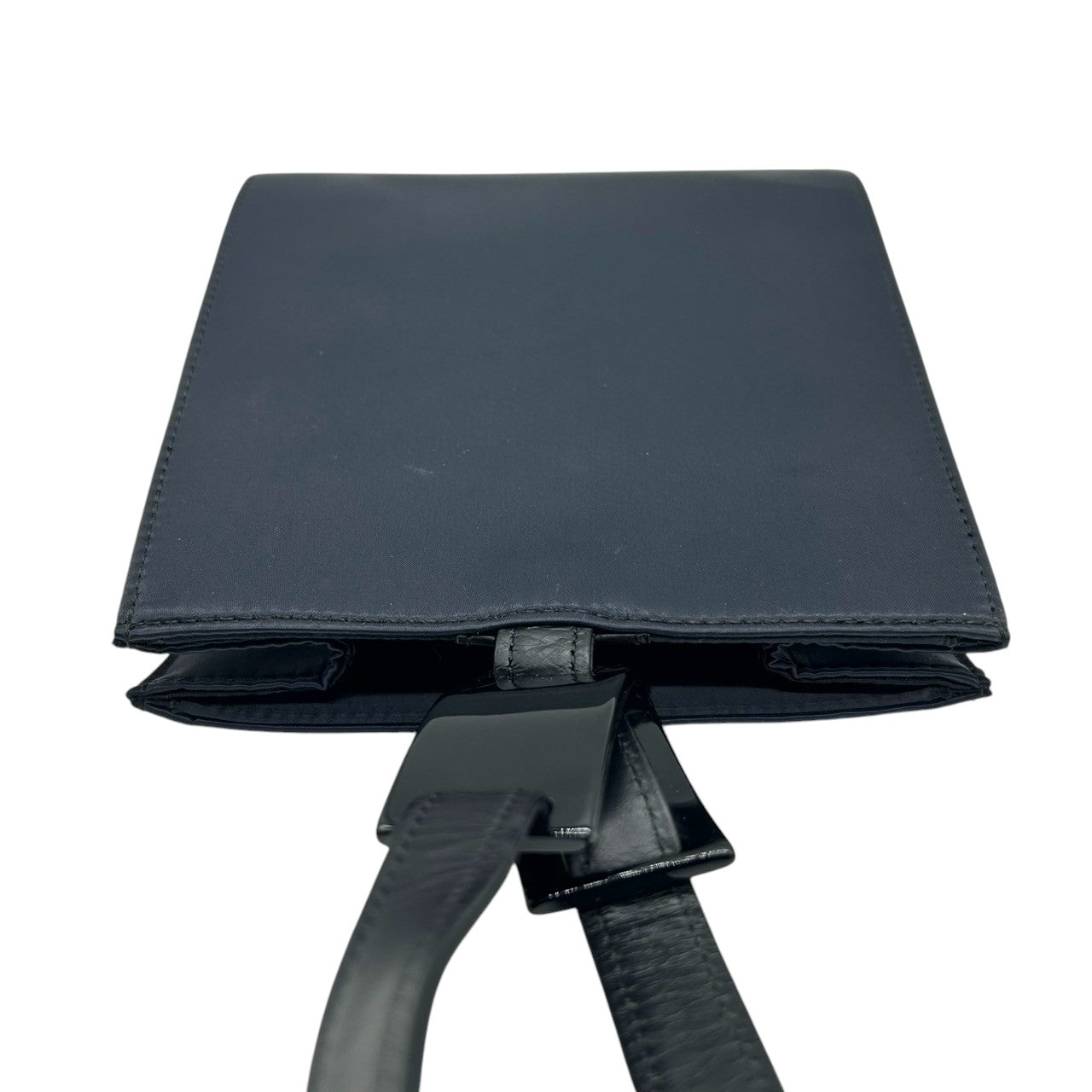 イヴサンローラン YVES SAINT LAURENT ハンドバッグ ミニバッグ YSL カサンドラロゴ エンボス ナイロン レザー ネイビー 紺 レディース ヴィンテージ ビンテージ クラシック エレガント フォーマル パーティバッグ クリーニング済み s38