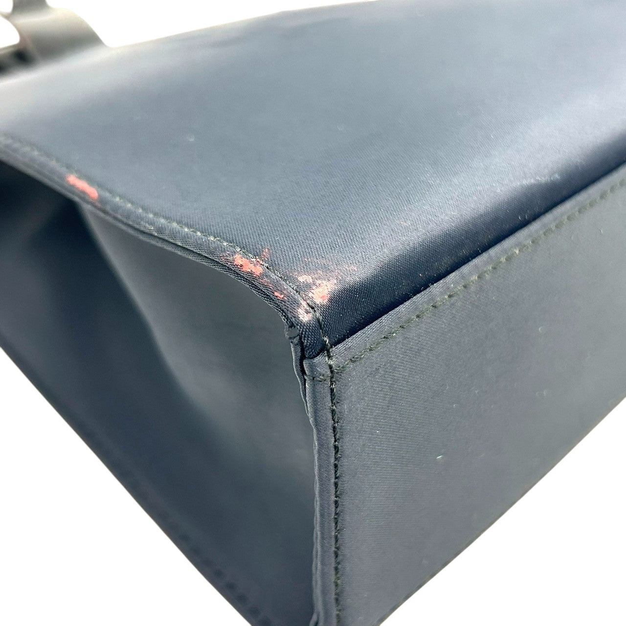 イヴサンローラン YVES SAINT LAURENT ハンドバッグ ミニバッグ YSL カサンドラロゴ エンボス ナイロン レザー ネイビー 紺 レディース ヴィンテージ ビンテージ クラシック エレガント フォーマル パーティバッグ クリーニング済み s38