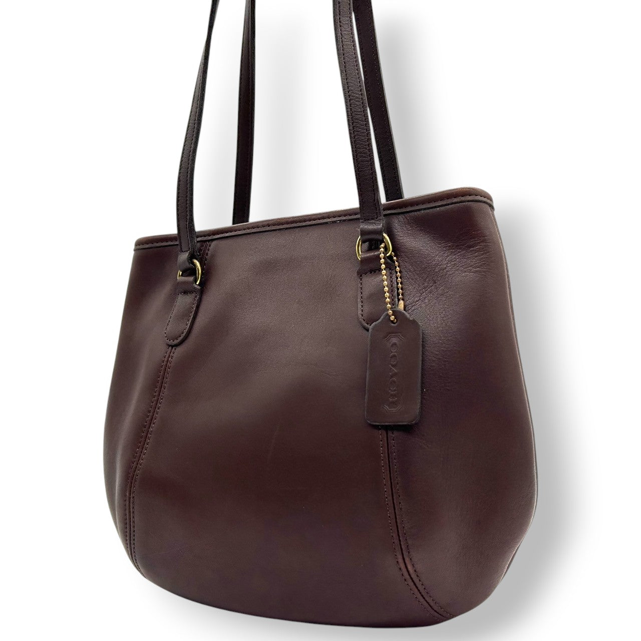 【美品】オールドコーチ COACH トートバッグ ショルダーバッグ 9996 ヴィンテージ グラブタンレザー 本革 ダークブラウン こげ茶 レディース 通勤 通学 肩掛け ワンショルダー A4収納可 クラシックデザイン クリーニング済み s38