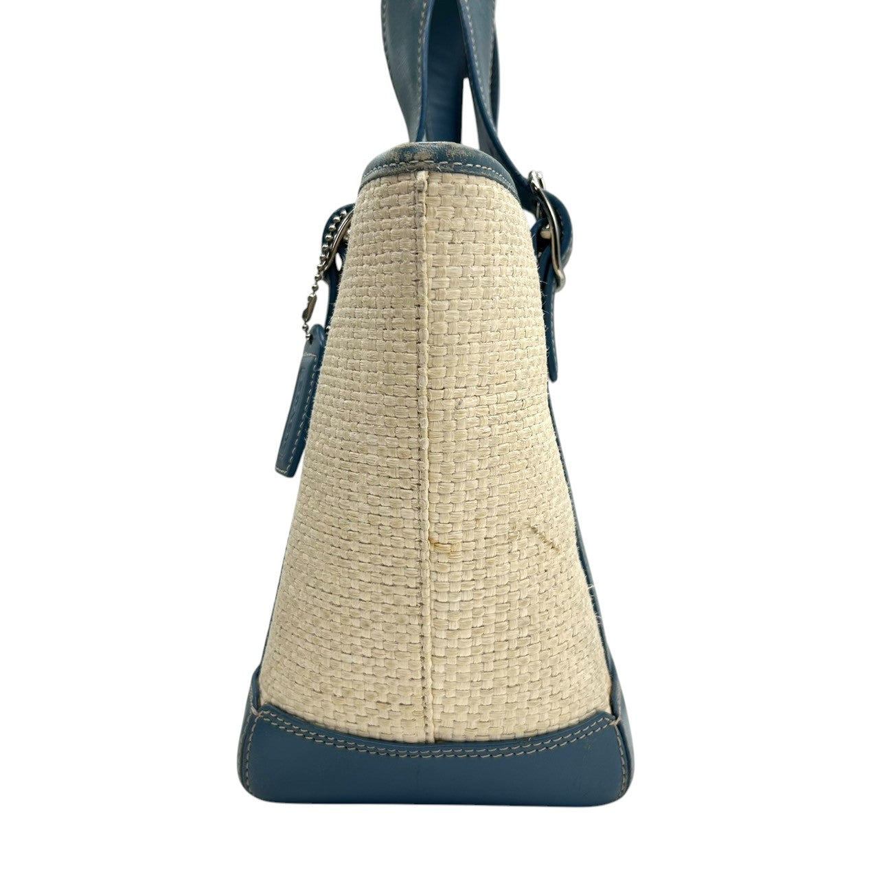 コーチ COACH トートバッグ かごバッグ ストローバッグ ハンドバッグ 8909 レザー ストロー素材 ブルー 青 ベージュ 夏 サマーバッグ レディース カジュアル 爽やか 可愛い おしゃれ 定番人気 自立可 クリーニング済み s11