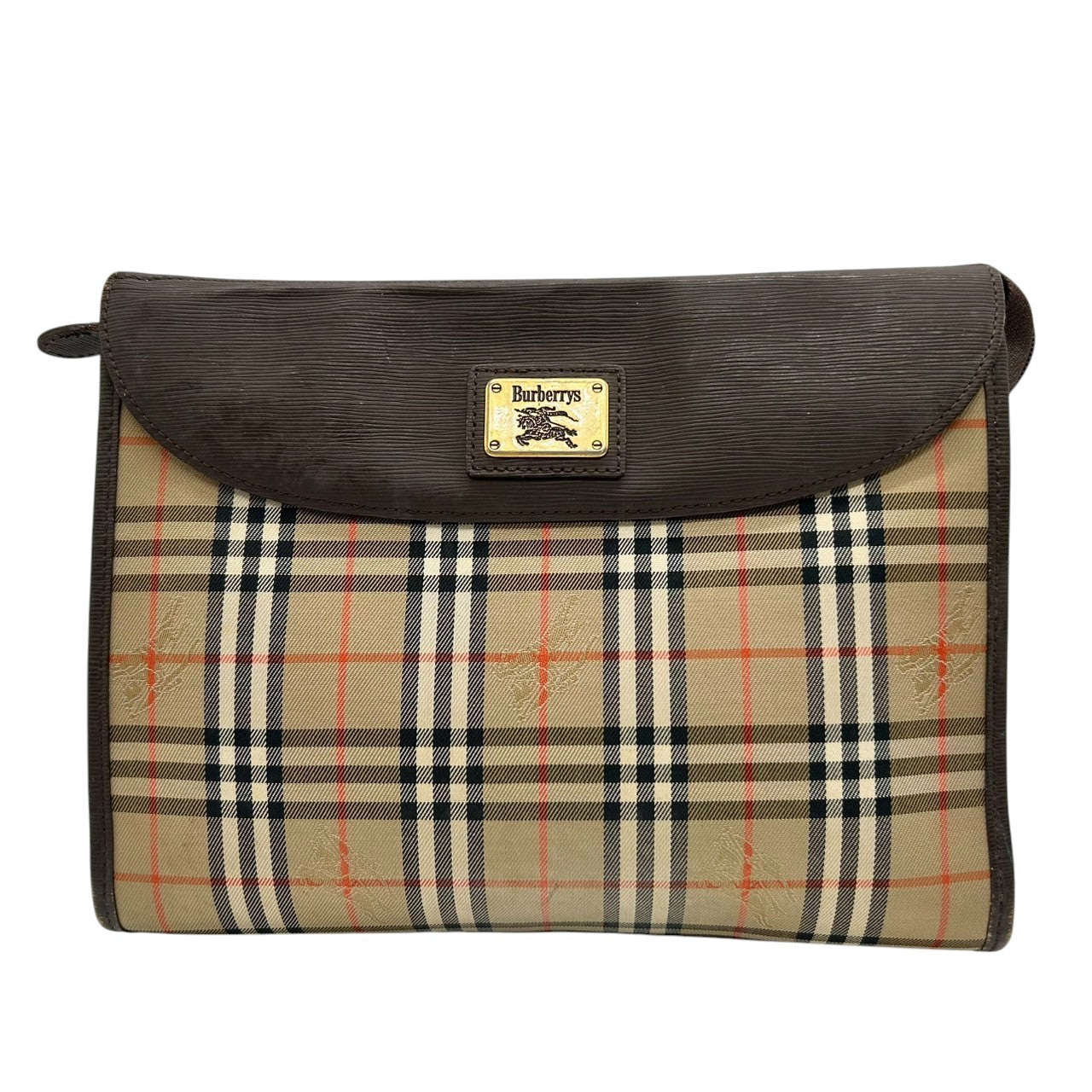 バーバリー Burberrys クラッチバッグ セカンドバッグ ポーチ ノバチェック シャドーホースロゴ ヴィンテージ ビンテージ レザー ナイロン ブラウン ベージュ メンズ レディース ユニセックス 定番人気モデル クリーニング済み s39