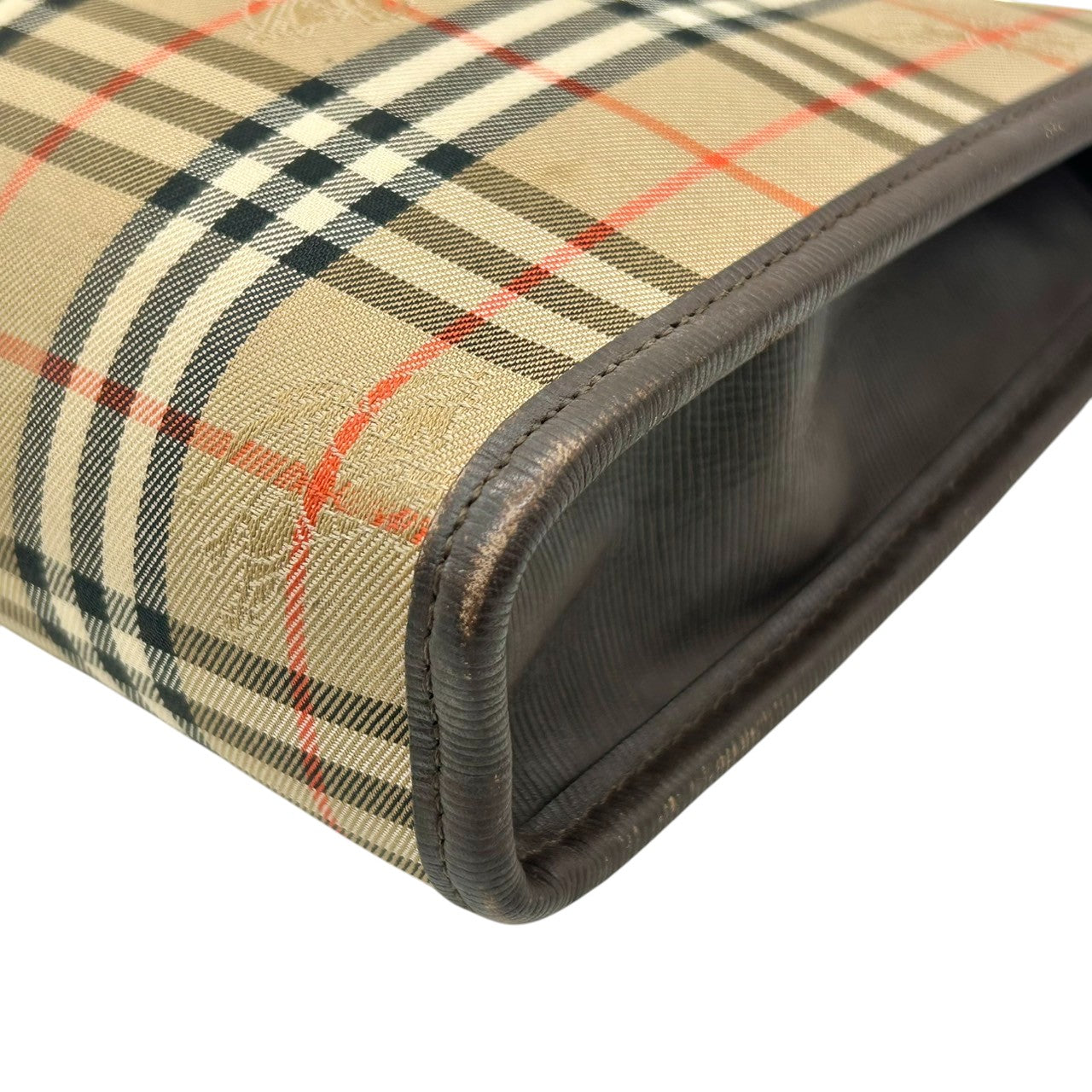 バーバリー Burberrys クラッチバッグ セカンドバッグ ポーチ ノバチェック シャドーホースロゴ ヴィンテージ ビンテージ レザー ナイロン ブラウン ベージュ メンズ レディース ユニセックス 定番人気モデル クリーニング済み s39