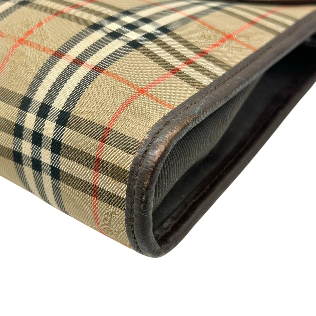 バーバリー Burberrys クラッチバッグ セカンドバッグ ポーチ ノバチェック シャドーホースロゴ ヴィンテージ ビンテージ レザー ナイロン ブラウン ベージュ メンズ レディース ユニセックス 定番人気モデル クリーニング済み s39