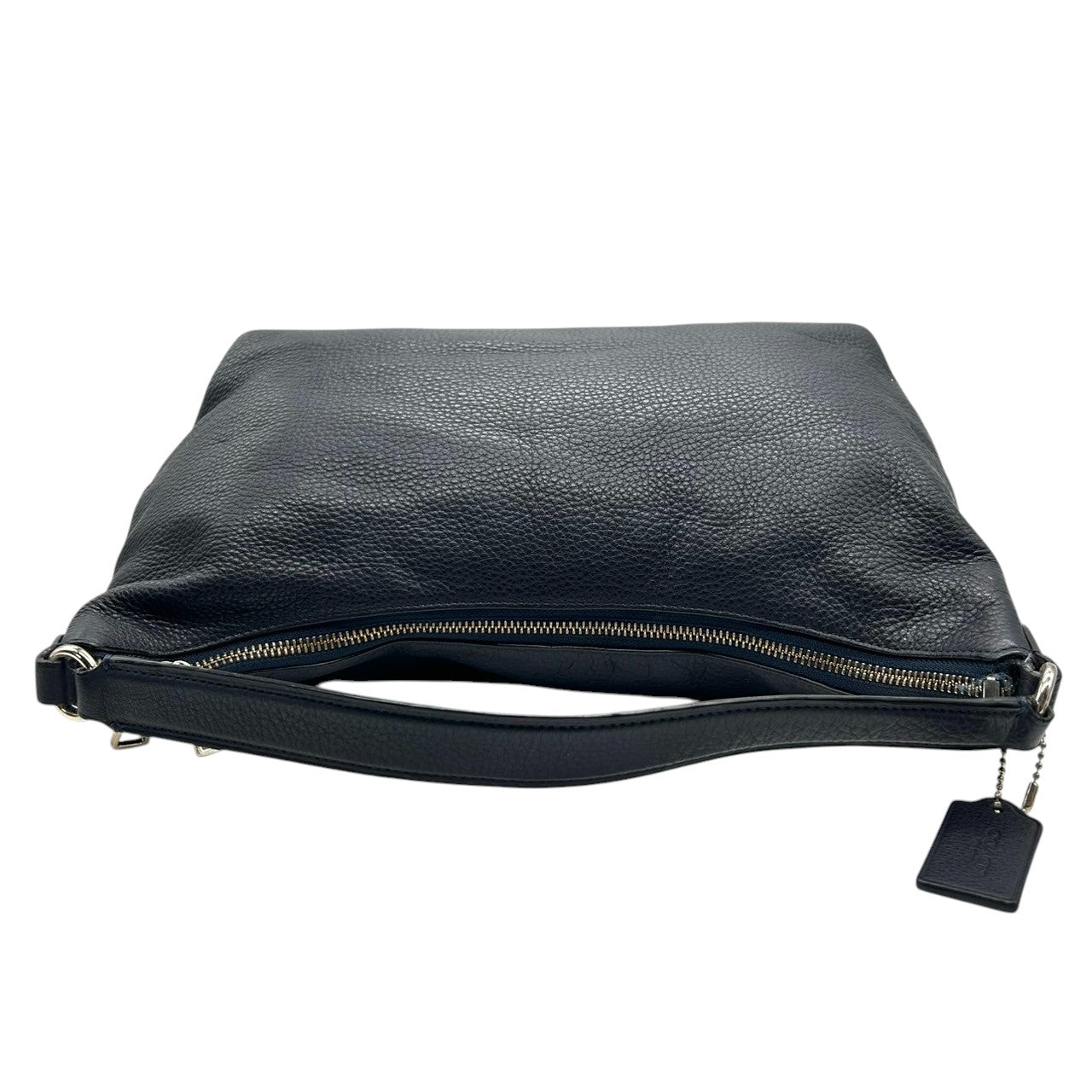 【美品】コーチ COACH 2WAY ショルダーバッグ ハンドバッグ F36628 ペブルドレザー シボ革 本革 ネイビー 紺 レディース エレガント シンプル 通勤 通学 肩掛け 斜め掛け可 クリーニング済み s45