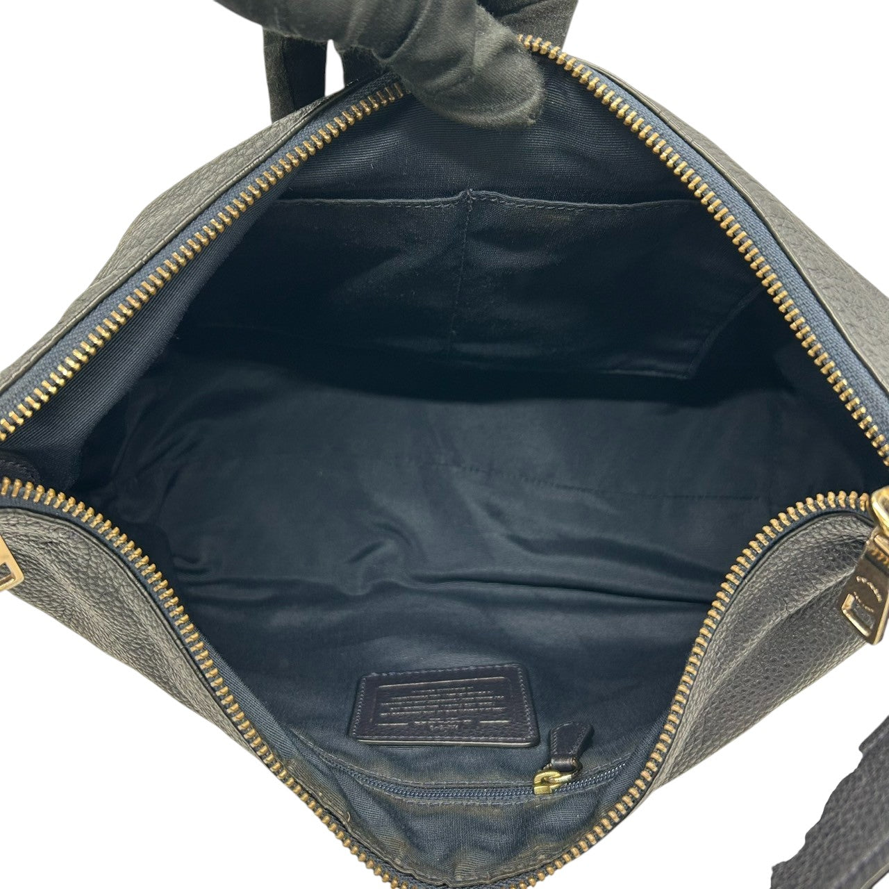 【美品】コーチ COACH 2WAY ショルダーバッグ ハンドバッグ F36628 ペブルドレザー シボ革 本革 ネイビー 紺 レディース エレガント シンプル 通勤 通学 肩掛け 斜め掛け可 クリーニング済み s45