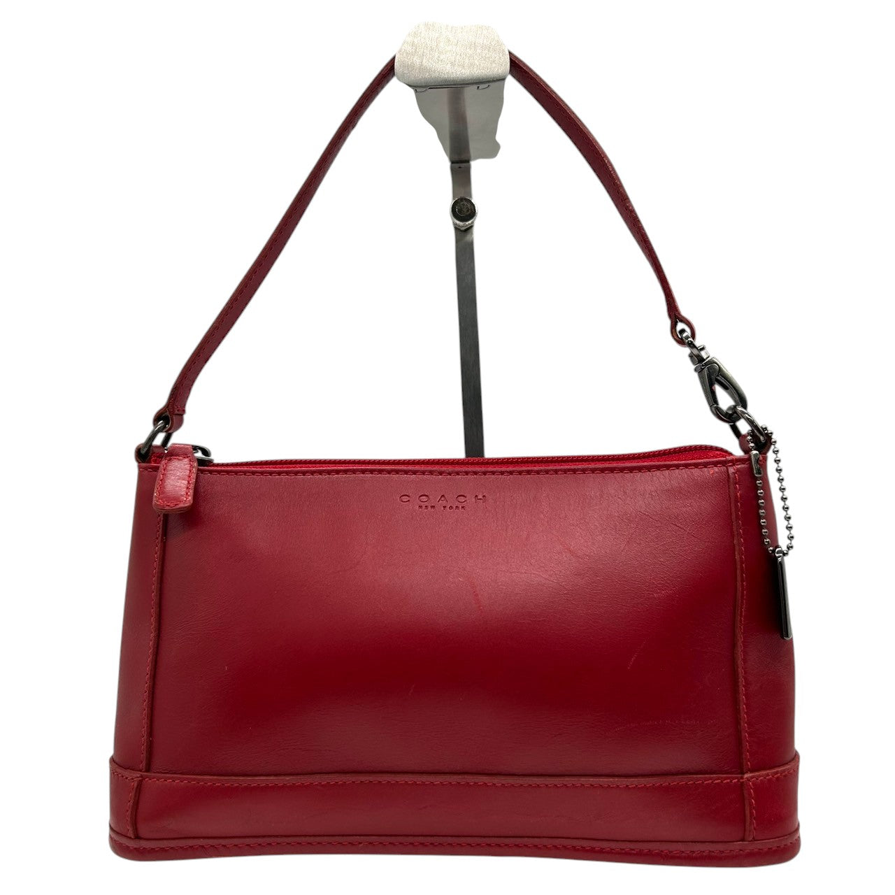 コーチ COACH ハンドバッグ ミニバッグ アクセサリーポーチ 6151 ヴィンテージ オールドコーチ レザー 本革 レッド 赤 レディース 希少 イタリア製 ワンショルダー 肩掛け コンパクト クラシック エレガント 自立可 クリーニング済み s50