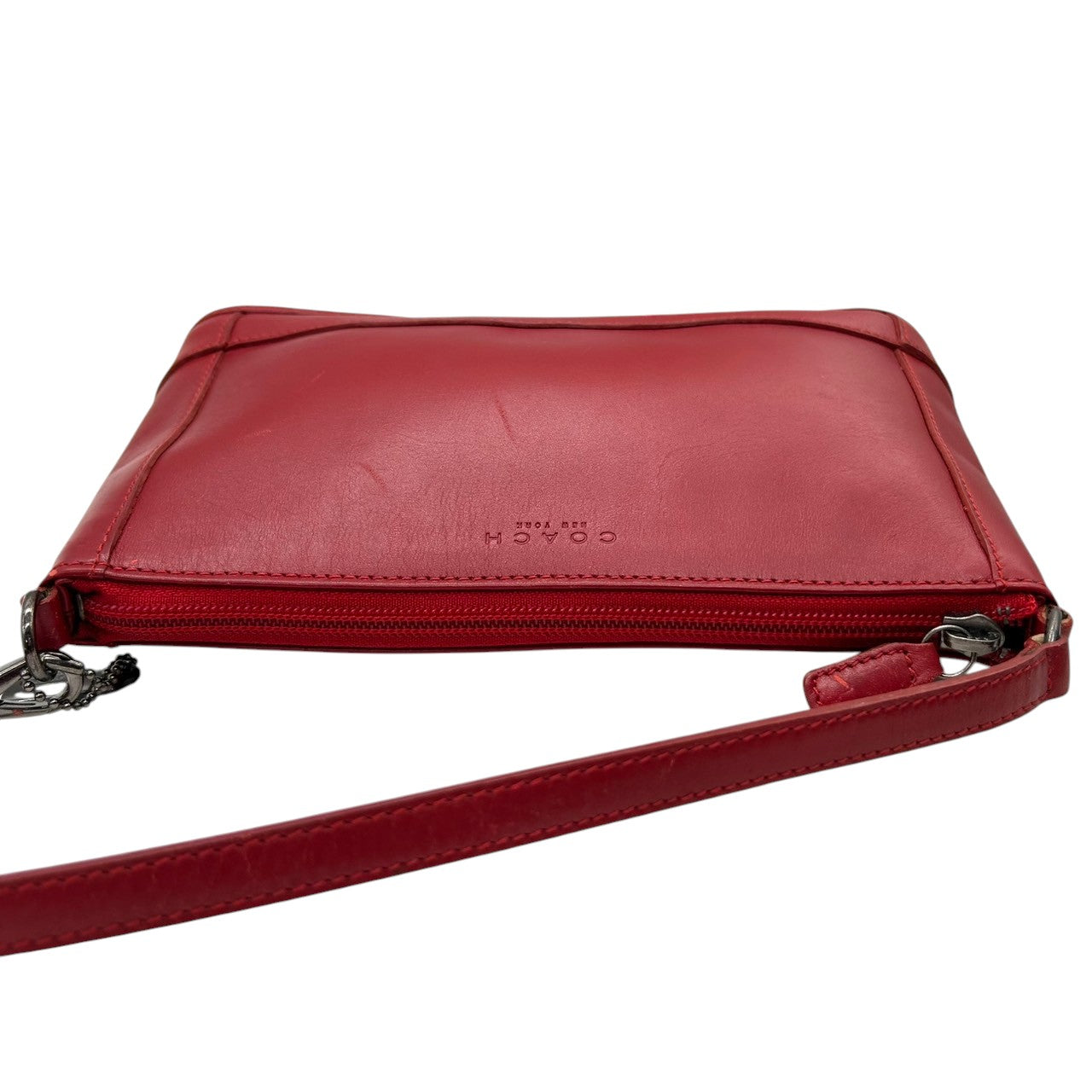 コーチ COACH ハンドバッグ ミニバッグ アクセサリーポーチ 6151 ヴィンテージ オールドコーチ レザー 本革 レッド 赤 レディース 希少 イタリア製 ワンショルダー 肩掛け コンパクト クラシック エレガント 自立可 クリーニング済み s50