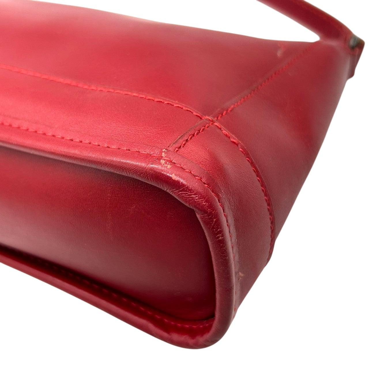 コーチ COACH ハンドバッグ ミニバッグ アクセサリーポーチ 6151 ヴィンテージ オールドコーチ レザー 本革 レッド 赤 レディース 希少 イタリア製 ワンショルダー 肩掛け コンパクト クラシック エレガント 自立可 クリーニング済み s50