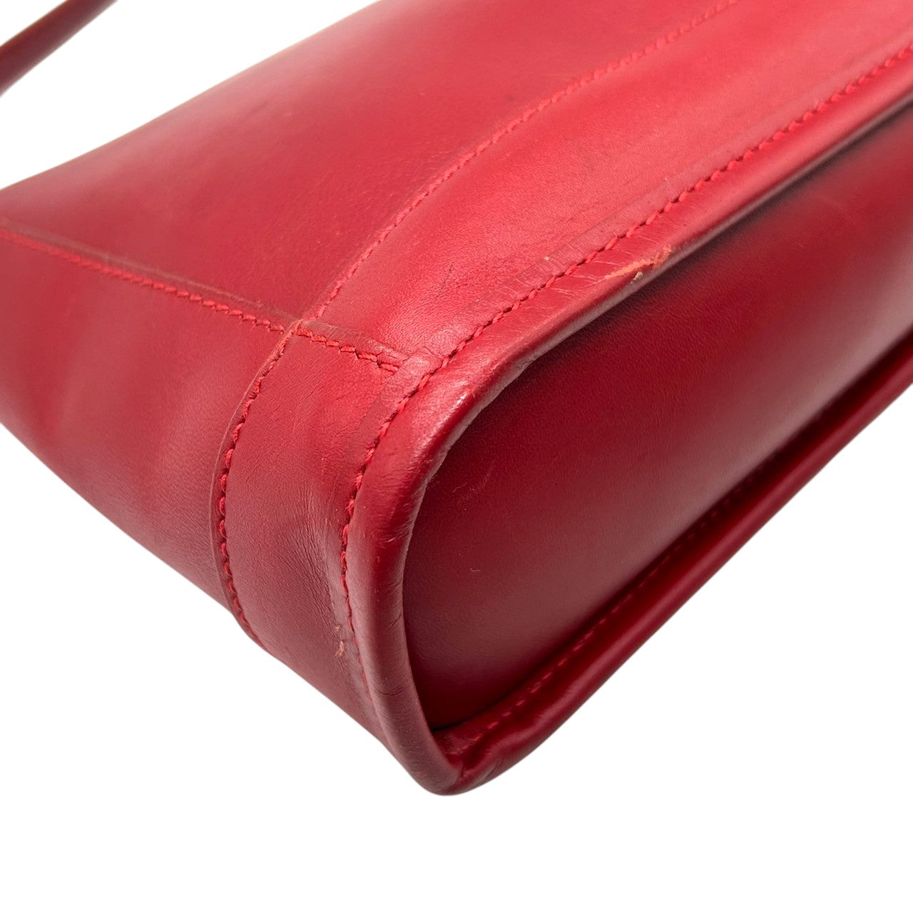 コーチ COACH ハンドバッグ ミニバッグ アクセサリーポーチ 6151 ヴィンテージ オールドコーチ レザー 本革 レッド 赤 レディース 希少 イタリア製 ワンショルダー 肩掛け コンパクト クラシック エレガント 自立可 クリーニング済み s50