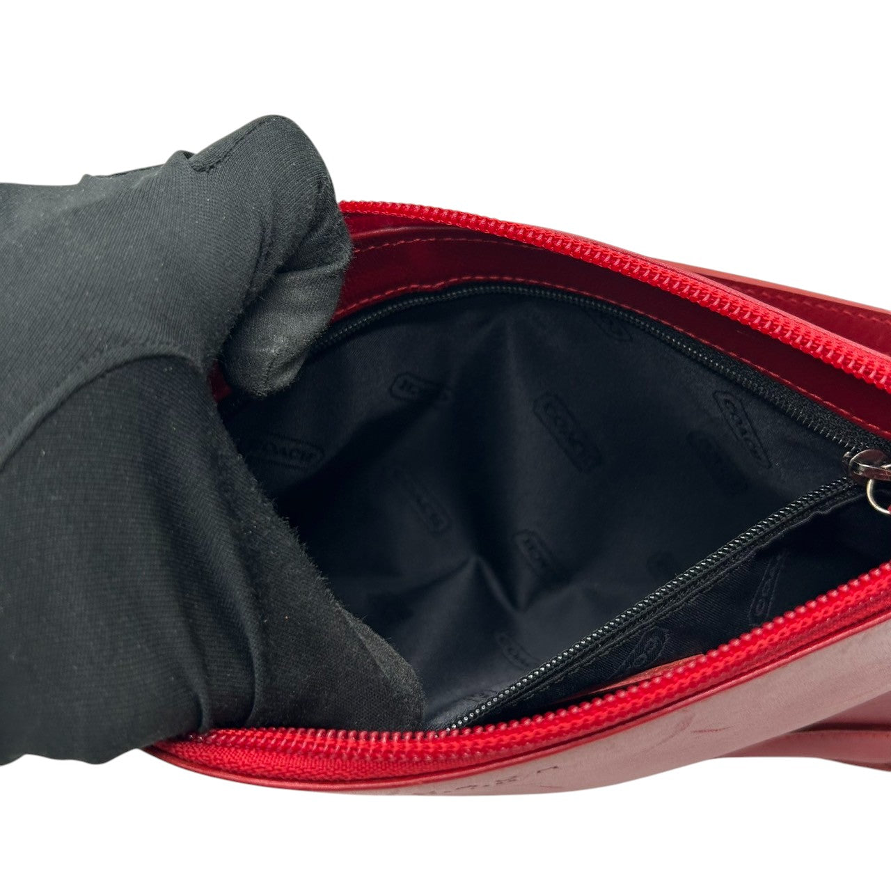 コーチ COACH ハンドバッグ ミニバッグ アクセサリーポーチ 6151 ヴィンテージ オールドコーチ レザー 本革 レッド 赤 レディース 希少 イタリア製 ワンショルダー 肩掛け コンパクト クラシック エレガント 自立可 クリーニング済み s50