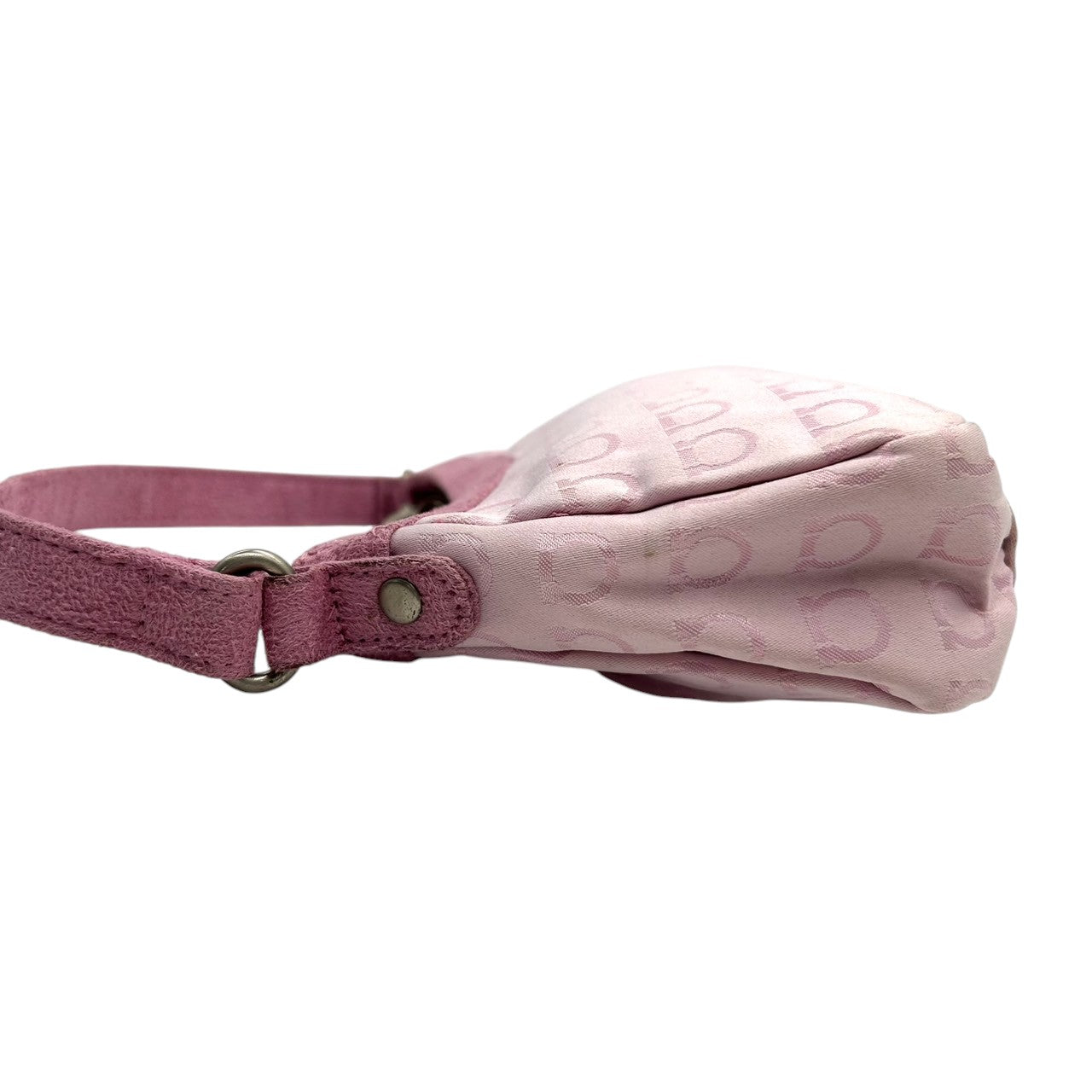 サルヴァトーレフェラガモ ハンドバッグ ミニバッグ アクセサリーポーチ ガンチーニ柄 ジャガード キャンバス スエード ピンク レディース フェミニン かわいい コンパクト 肩掛け ワンショルダー PARFUMS ノベルティ クリーニング済み s39