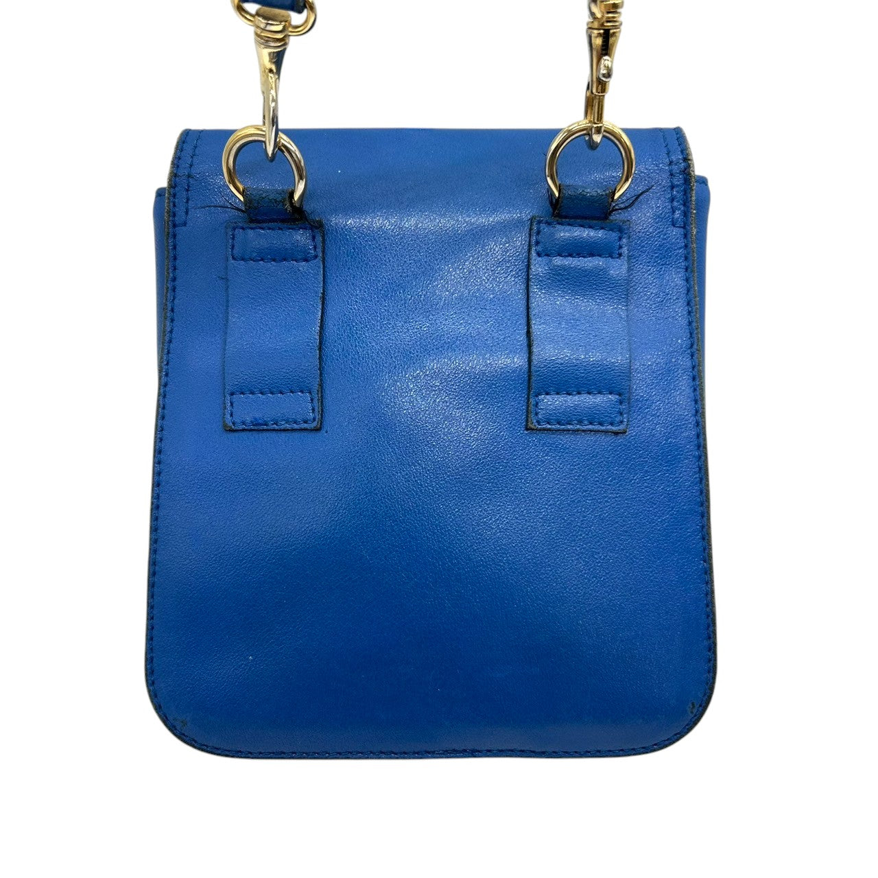 ランセル LANCEL ショルダーバッグ ポシェット ミニバッグ ヴィンテージ ビンテージ レザー 本革 ブルー 青 ゴールド金具 ロゴチャーム フラップ レディース クラシック レトロ 斜め掛け可 肩掛け おしゃれ 可愛い クリーニング済み s39