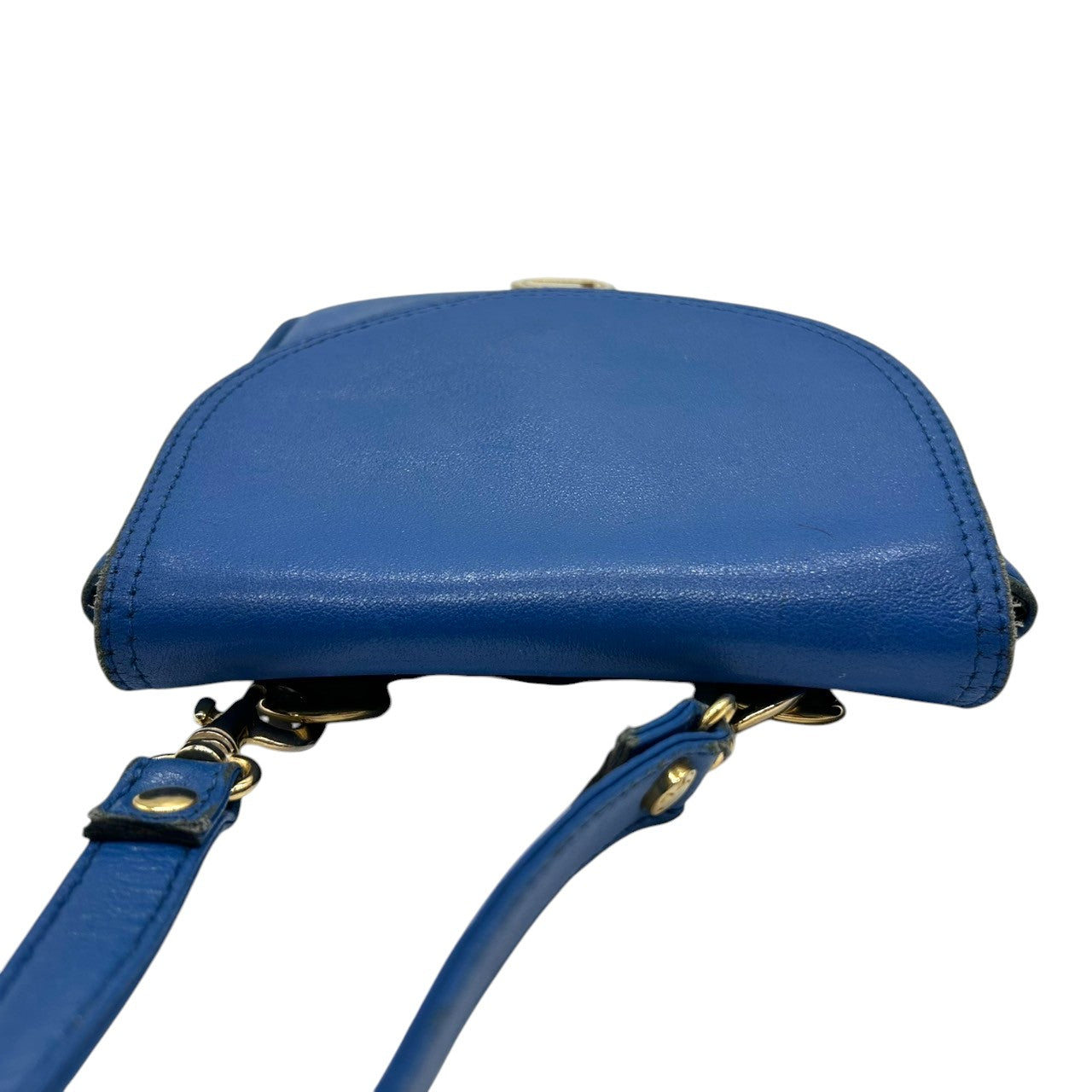 ランセル LANCEL ショルダーバッグ ポシェット ミニバッグ ヴィンテージ ビンテージ レザー 本革 ブルー 青 ゴールド金具 ロゴチャーム フラップ レディース クラシック レトロ 斜め掛け可 肩掛け おしゃれ 可愛い クリーニング済み s39