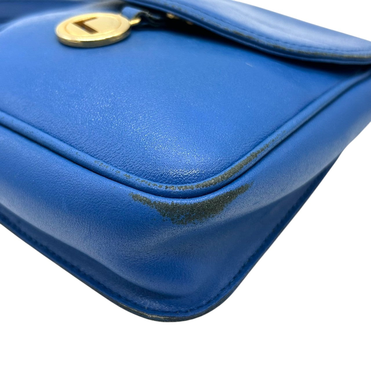 ランセル LANCEL ショルダーバッグ ポシェット ミニバッグ ヴィンテージ ビンテージ レザー 本革 ブルー 青 ゴールド金具 ロゴチャーム フラップ レディース クラシック レトロ 斜め掛け可 肩掛け おしゃれ 可愛い クリーニング済み s39