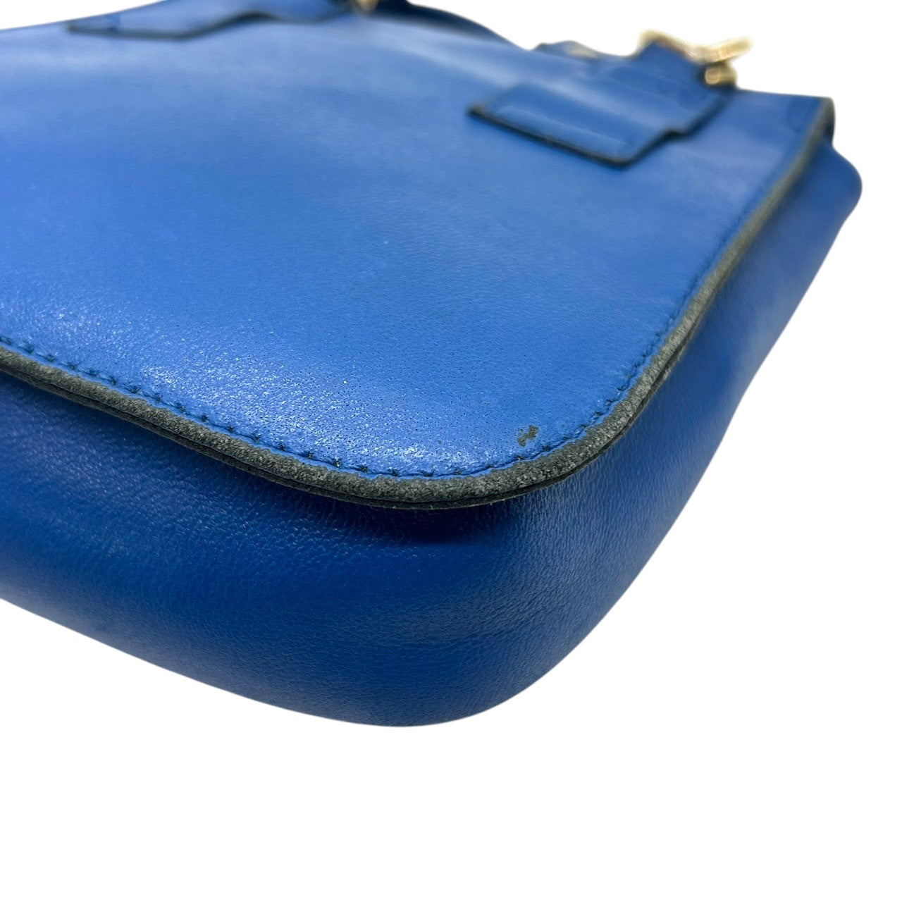 ランセル LANCEL ショルダーバッグ ポシェット ミニバッグ ヴィンテージ ビンテージ レザー 本革 ブルー 青 ゴールド金具 ロゴチャーム フラップ レディース クラシック レトロ 斜め掛け可 肩掛け おしゃれ 可愛い クリーニング済み s39