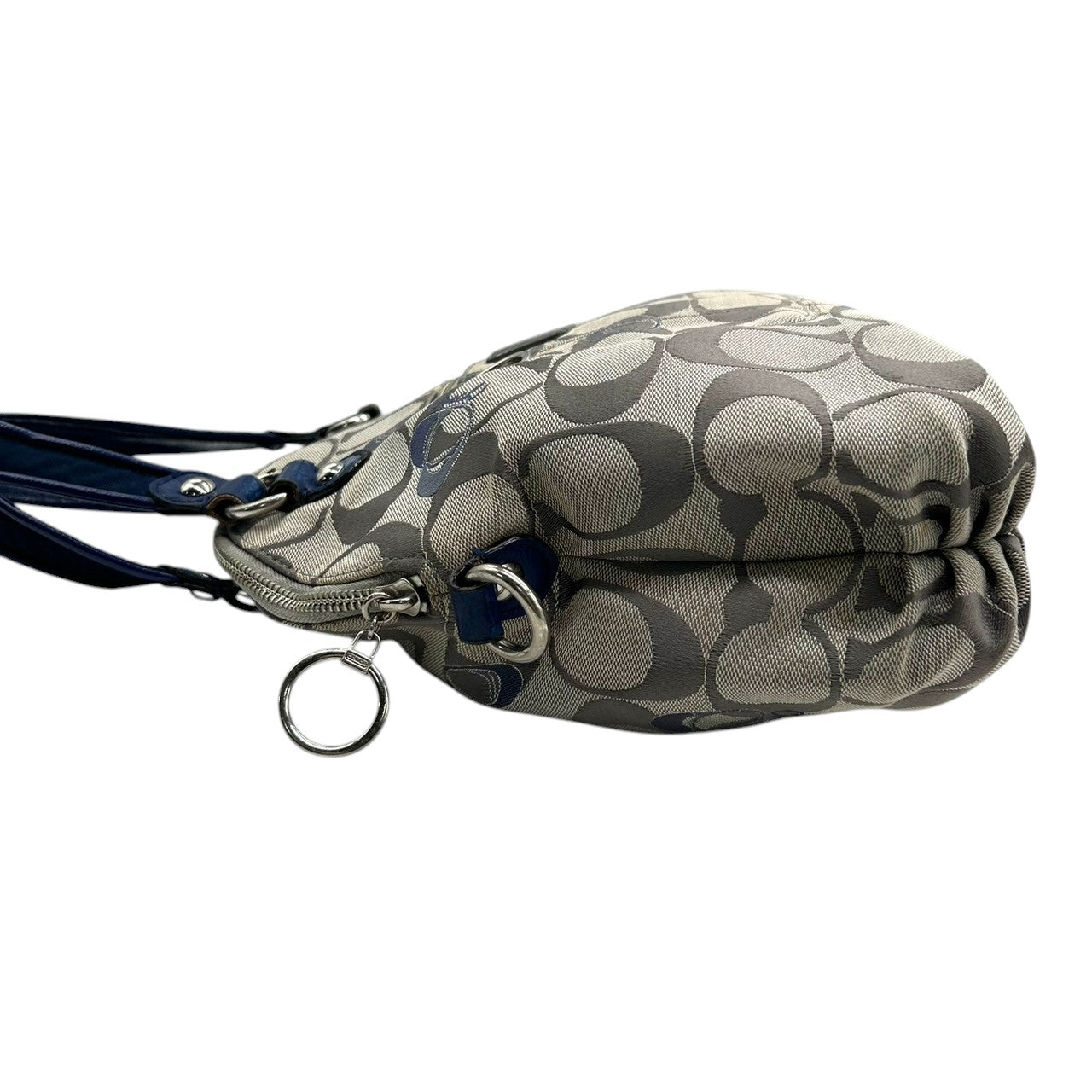 コーチ COACH 2WAY ハンドバッグ ショルダーバッグ ポピー シグネチャー スポットライト 18704 キャンバス パテントレザー グレー ネイビー レディース エレガント フェミニン 定番人気モデル 肩掛け 斜め掛け可 クリーニング済み s29