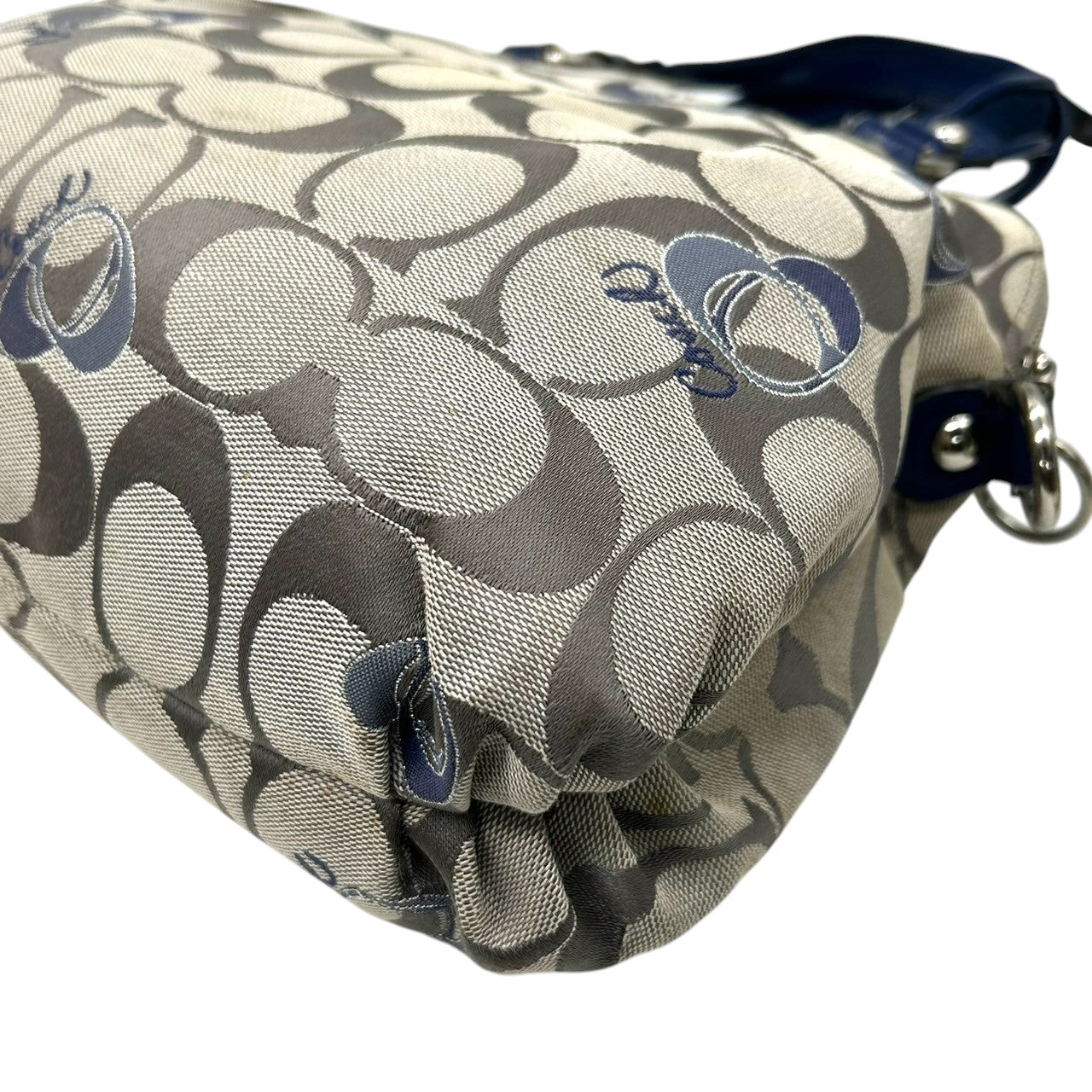 コーチ COACH 2WAY ハンドバッグ ショルダーバッグ ポピー シグネチャー スポットライト 18704 キャンバス パテントレザー グレー ネイビー レディース エレガント フェミニン 定番人気モデル 肩掛け 斜め掛け可 クリーニング済み s29