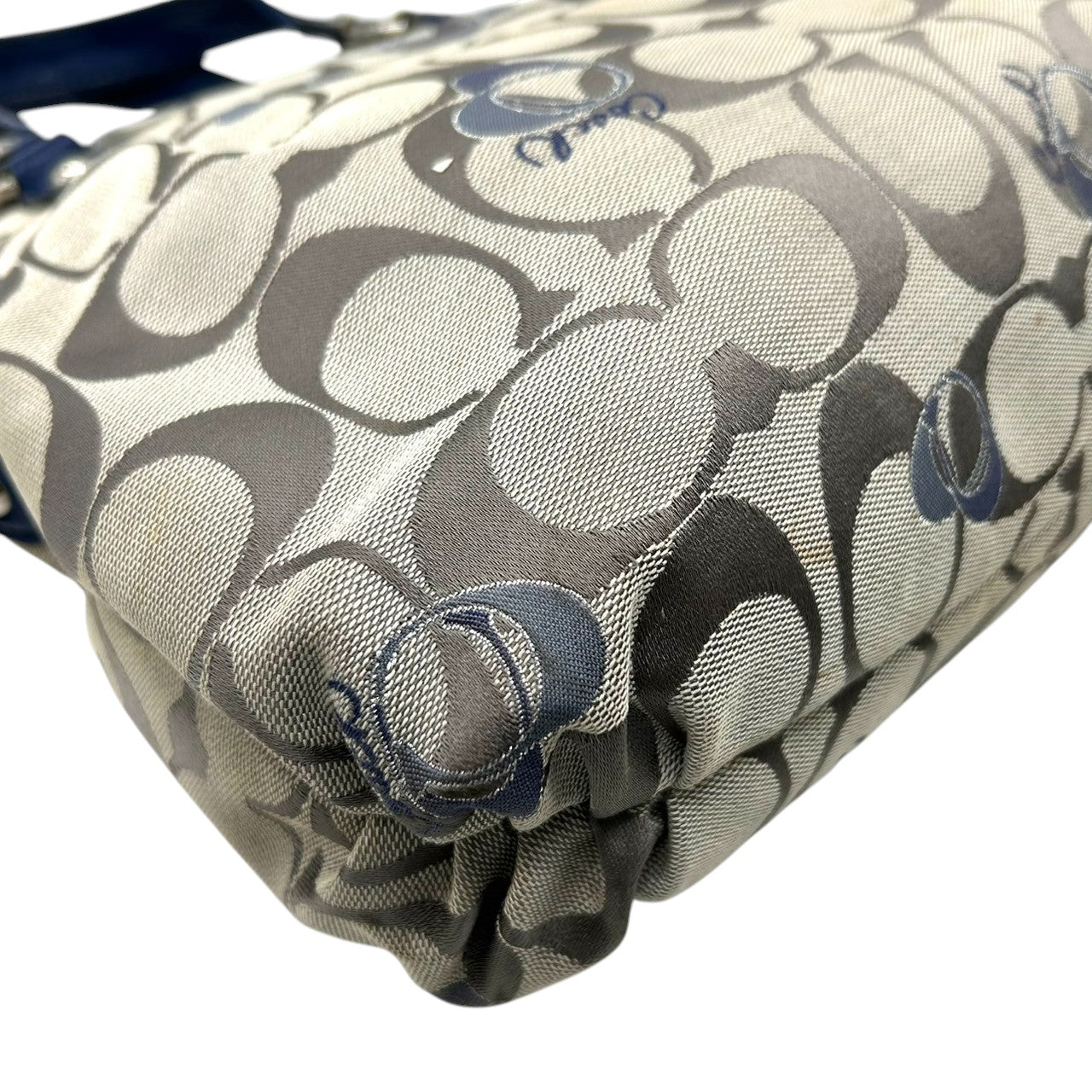 コーチ COACH 2WAY ハンドバッグ ショルダーバッグ ポピー シグネチャー スポットライト 18704 キャンバス パテントレザー グレー ネイビー レディース エレガント フェミニン 定番人気モデル 肩掛け 斜め掛け可 クリーニング済み s29