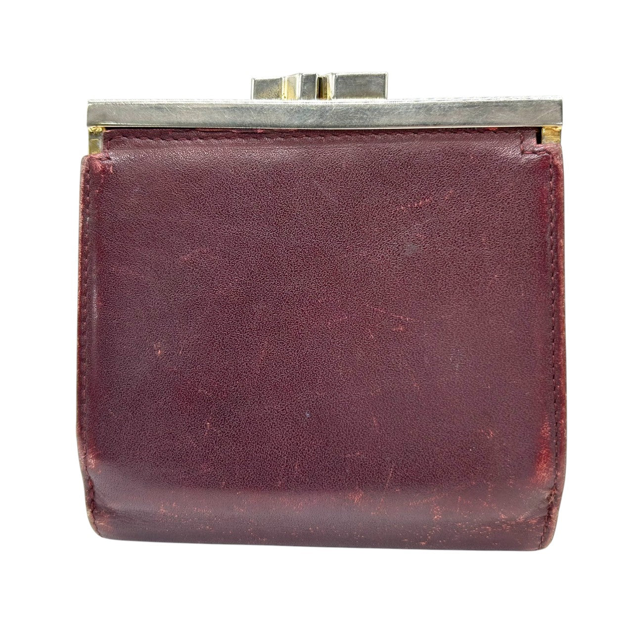 カルティエ Cartier マストライン がま口 二つ折り 財布 コンパクトウォレット ヴィンテージ レディース レザー 本革 ボルドー ワインレッド ゴールド金具 Cロゴ エレガント クラシックデザイン クリーニング済み w5