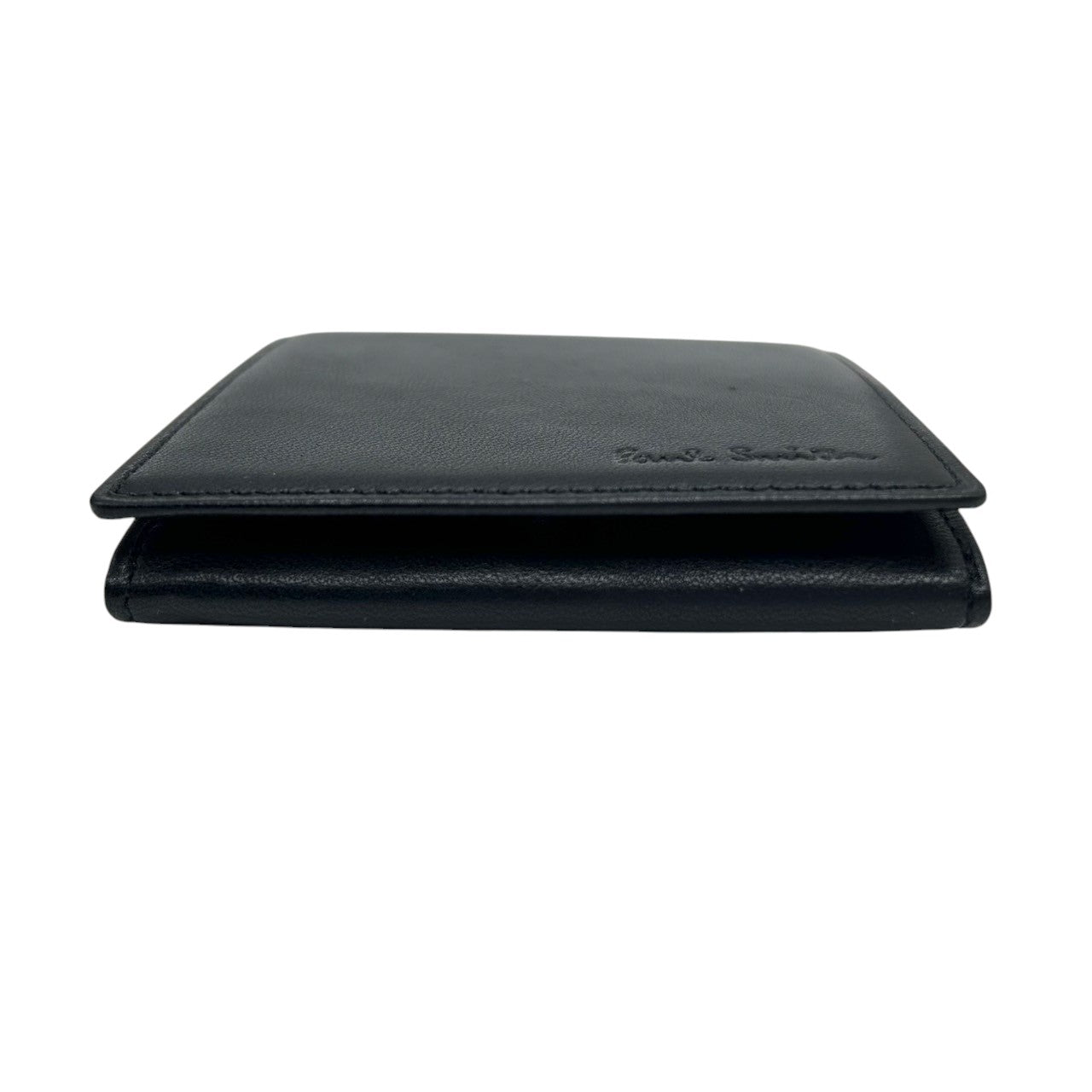 【極美品】ポールスミス Paul Smith コインケース 小銭入れ 財布 コンパクトウォレット レザー 本革 ブラック 黒 内側ピンク バイカラー ミニマルデザイン メンズ レディース ユニセックス ロゴ型押し 箱付き クリーニング済み w5