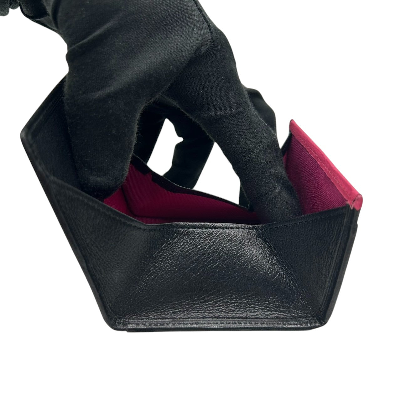 【極美品】ポールスミス Paul Smith コインケース 小銭入れ 財布 コンパクトウォレット レザー 本革 ブラック 黒 内側ピンク バイカラー ミニマルデザイン メンズ レディース ユニセックス ロゴ型押し 箱付き クリーニング済み w5