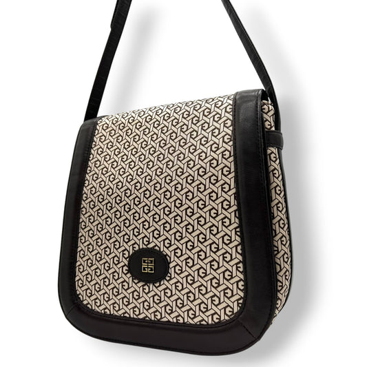 【美品】 ジバンシー ジバンシィ GIVENCHY SACS ヴィンテージ ショルダーバッグ 4Gロゴ 総柄 幾何学模様 キャンバス レザー ブラウン 斜め掛け可 レディース クラシック vintage ポシェット 鏡付き クリーニング済み U9