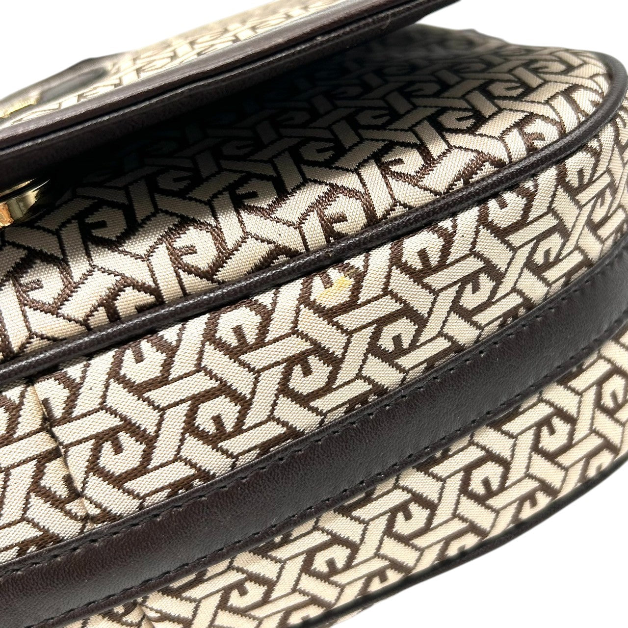 【美品】 ジバンシー ジバンシィ GIVENCHY SACS ヴィンテージ ショルダーバッグ 4Gロゴ 総柄 幾何学模様 キャンバス レザー ブラウン 斜め掛け可 レディース クラシック vintage ポシェット 鏡付き クリーニング済み U9