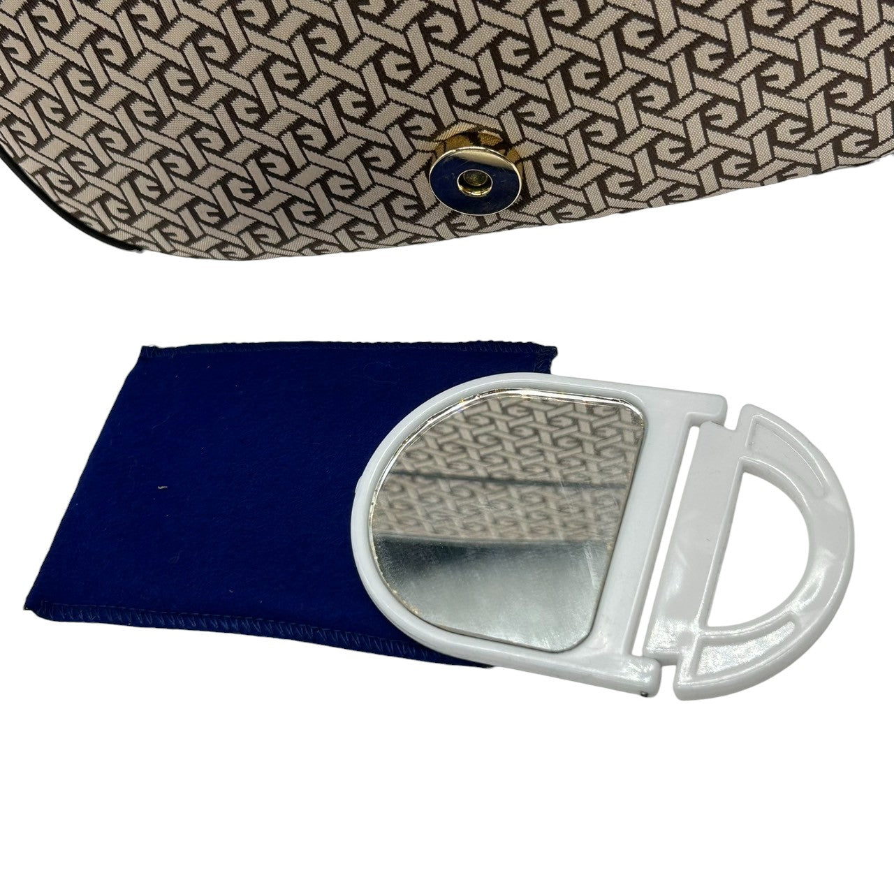 【美品】 ジバンシー ジバンシィ GIVENCHY SACS ヴィンテージ ショルダーバッグ 4Gロゴ 総柄 幾何学模様 キャンバス レザー ブラウン 斜め掛け可 レディース クラシック vintage ポシェット 鏡付き クリーニング済み U9