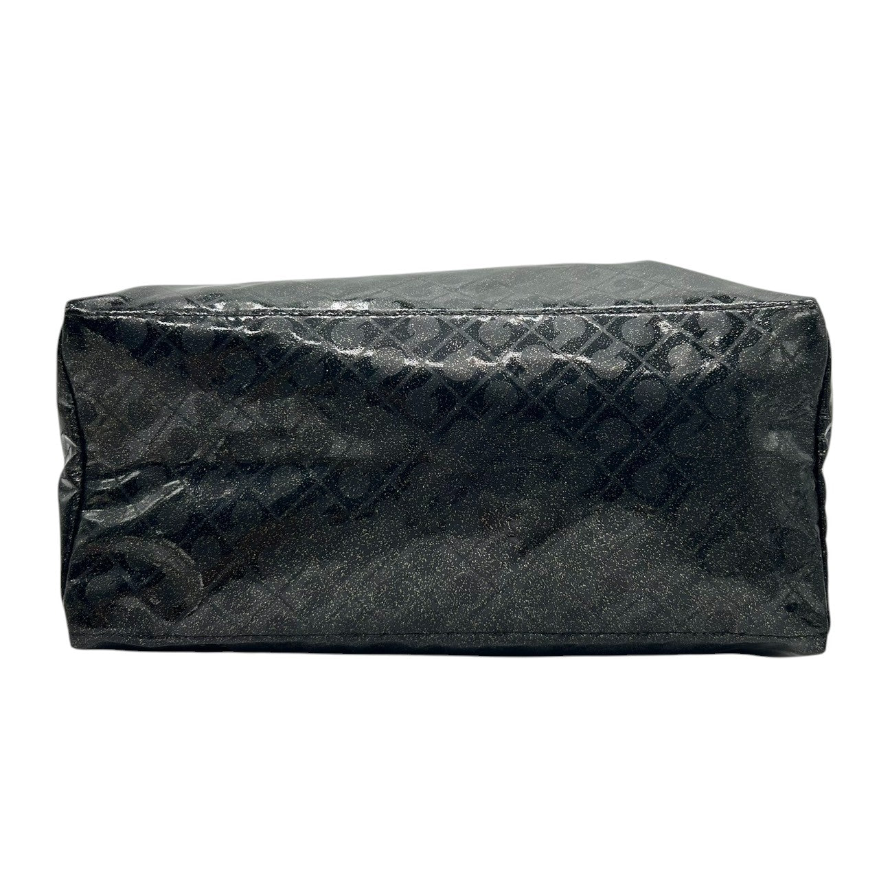 【未使用に近い】 ゲラルディーニ GHERARDINI トートバッグ ハンドバッグ ソフティ モノグラム エナメル パテント PVC ブラック ラメ Gロゴチャーム レディース ワンショルダー A4収納可 軽量 自立可 保存袋付き E5