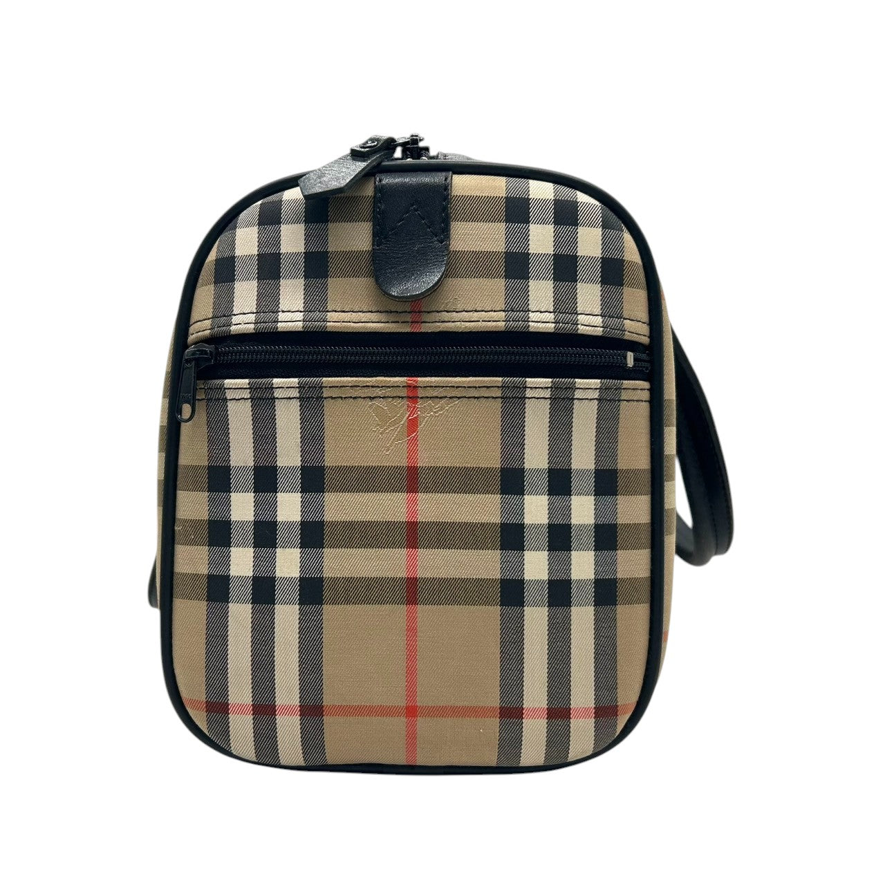 【美品】バーバリー Burberrys ヴィンテージ ミニボストンバッグ ハンドバッグ ノバチェック シャドーホース ホースロゴ キャンバス レザー ベージュ ブラック 筒形 ドラムバッグ 大容量 クラシック レディース 自立可 クリーニング済み H