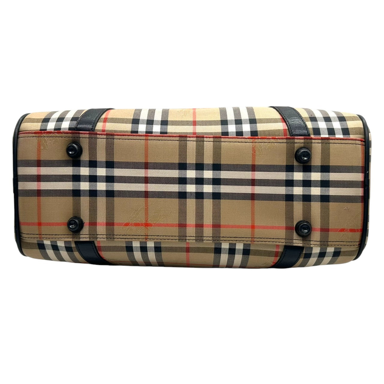 【美品】バーバリー Burberrys ヴィンテージ ミニボストンバッグ ハンドバッグ ノバチェック シャドーホース ホースロゴ キャンバス レザー ベージュ ブラック 筒形 ドラムバッグ 大容量 クラシック レディース 自立可 クリーニング済み H