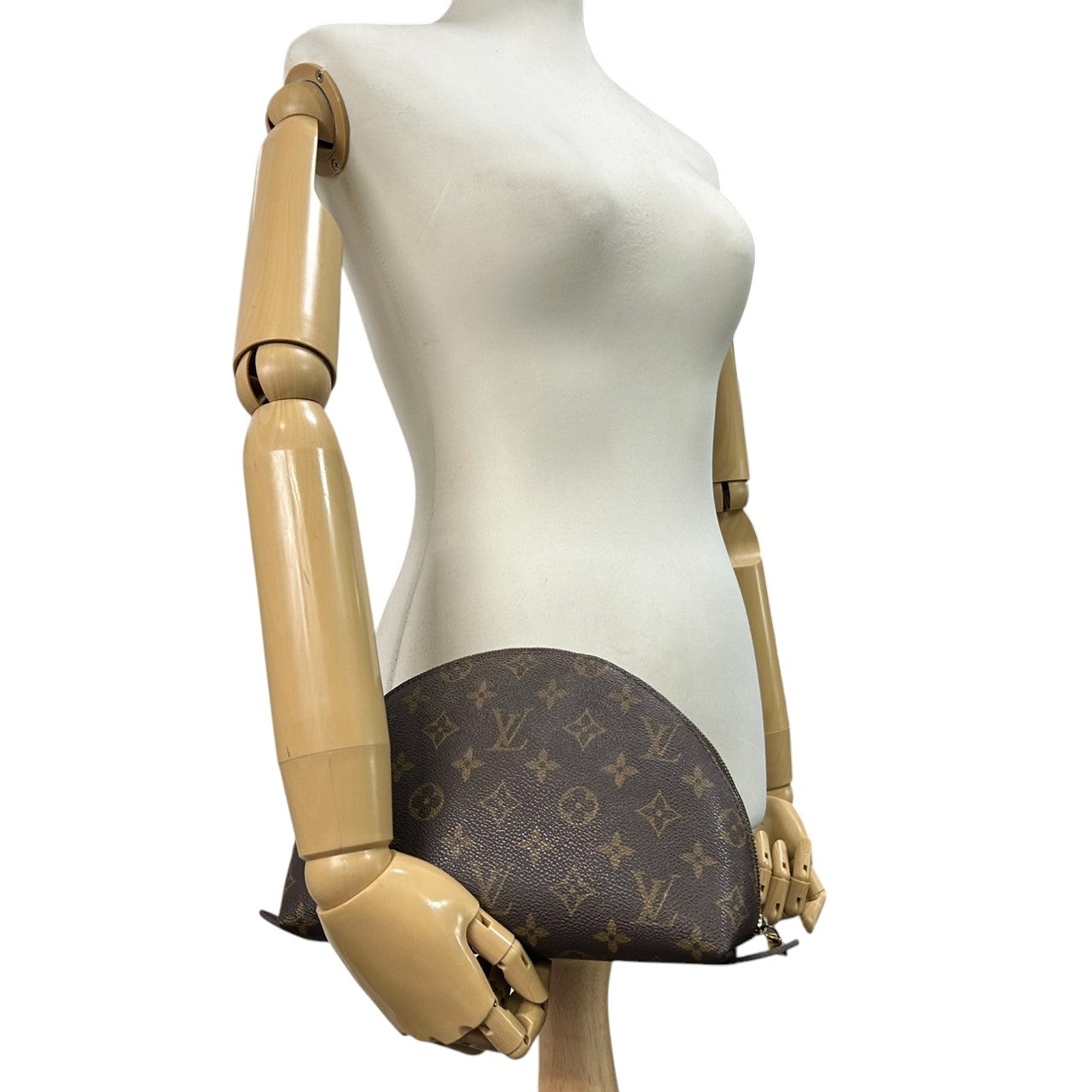 ルイヴィトン LOUIS VUITTON ポシェット コスメティック M47515 モノグラム 化粧ポーチ 半月型 アクセサリーポーチ 小物入れ レディース ブラウン PVC レザー ヴィンテージ ビンテージ クラシック 定番 人気 クリーニング済み s57