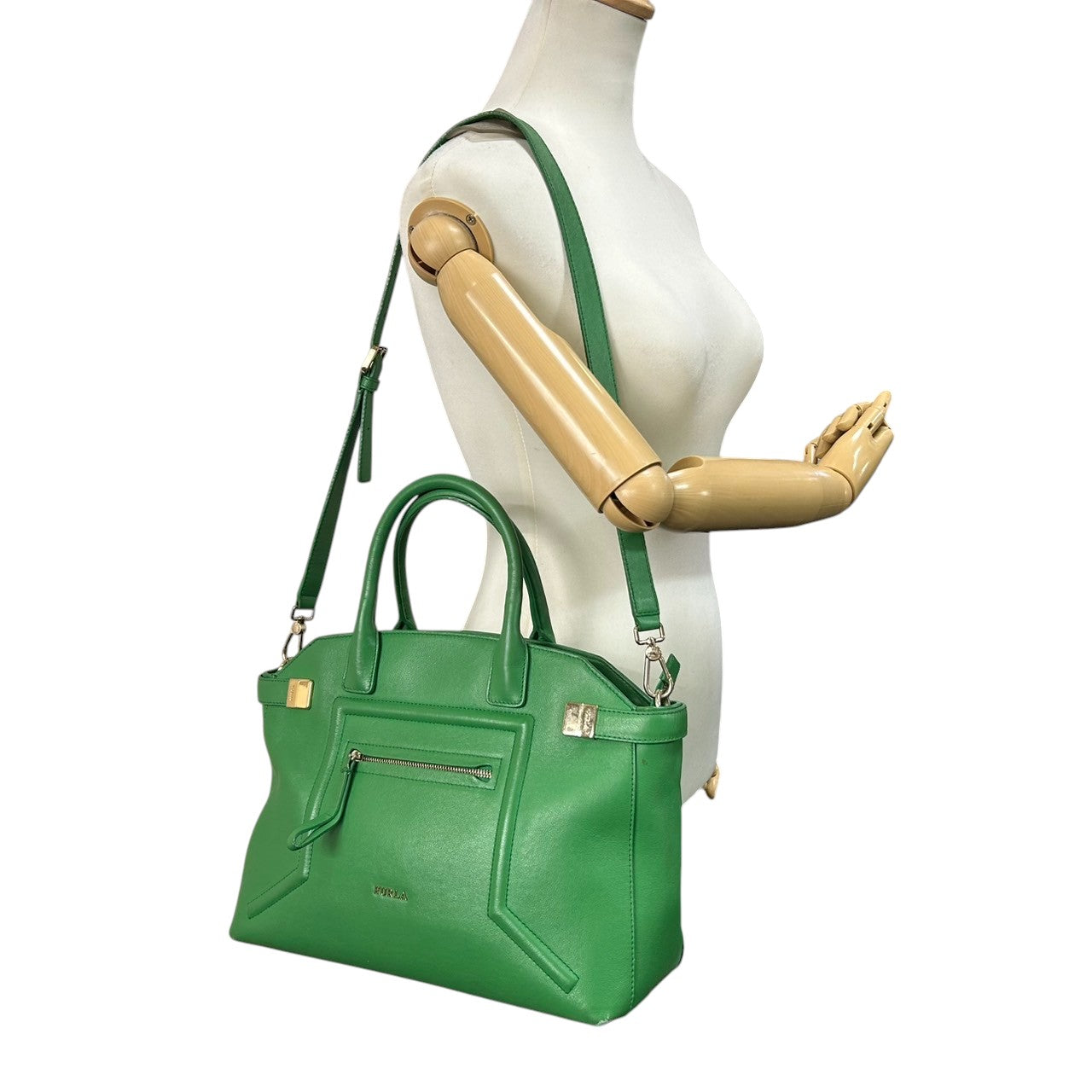 フルラ FURLA 2WAY アリーチェ ALICE ハンドバッグ トートバッグ ショルダーバッグ レディース レザー 本革 グリーン A4収納可 大容量 斜め掛け可 自立可 ビジネスバッグ s57