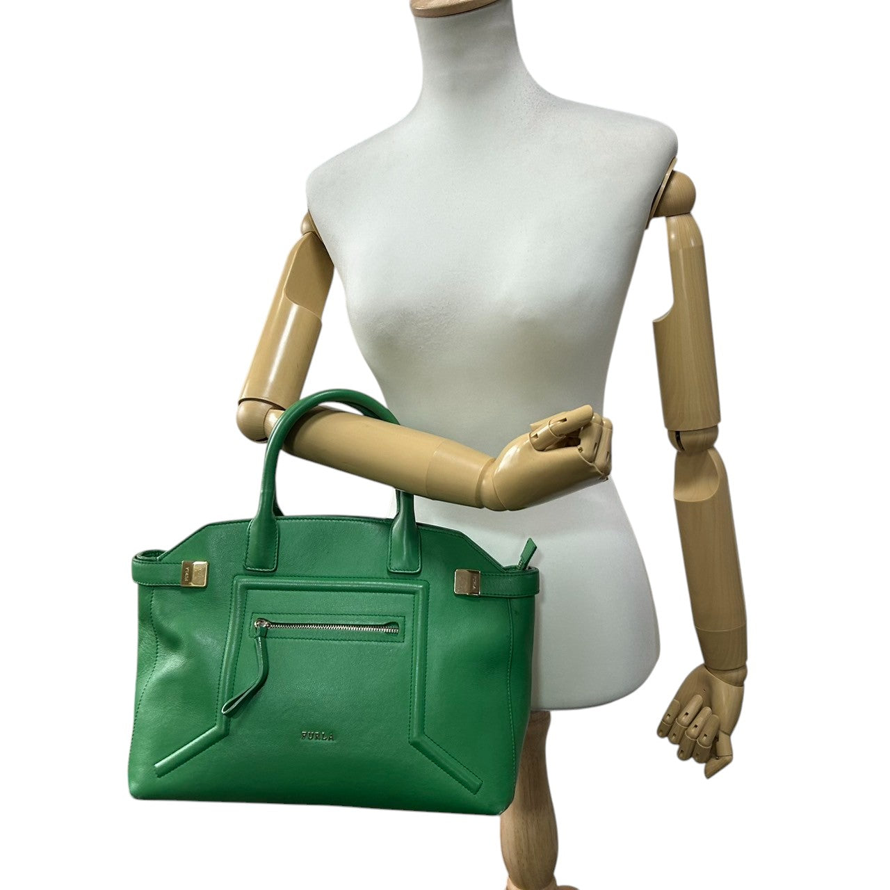 フルラ FURLA 2WAY アリーチェ ALICE ハンドバッグ トートバッグ ショルダーバッグ レディース レザー 本革 グリーン A4収納可 大容量 斜め掛け可 自立可 ビジネスバッグ s57