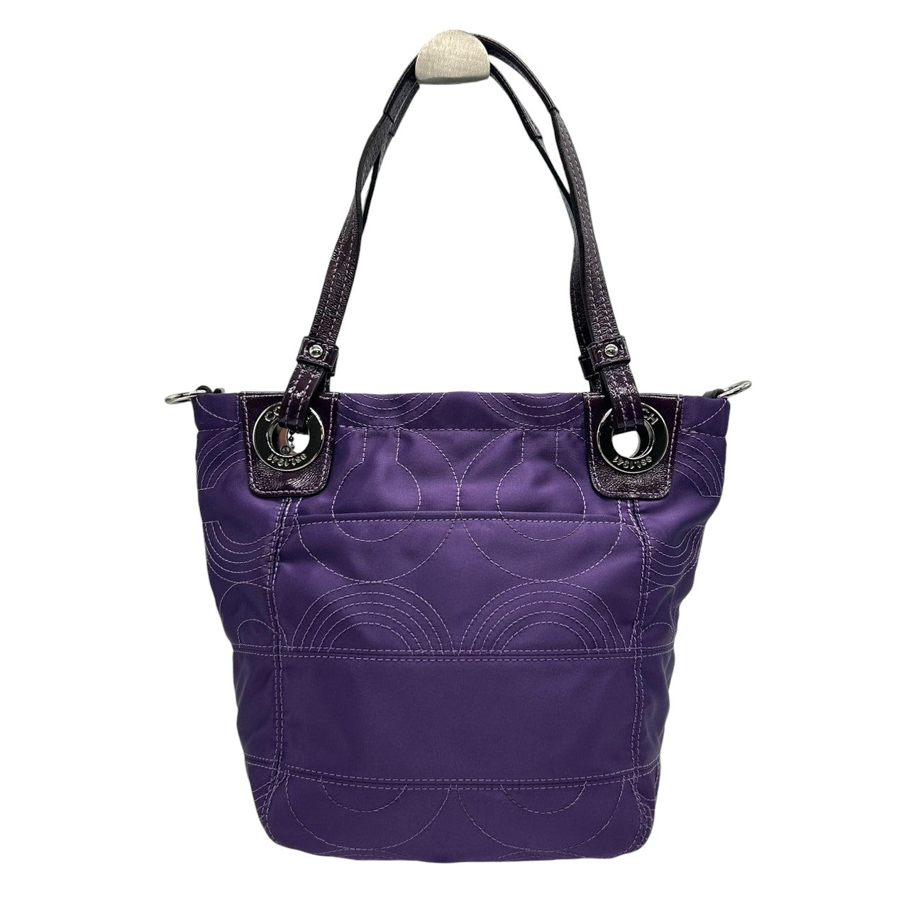 【美品】コーチ COACH ポピー 2WAY ハンドバッグ 14417 ショルダーバッグ レディース ナイロン パープル キルティング ステッチ ワンショルダー 斜め掛け可 エレガント 軽量 大容量 クリーニング済み s57