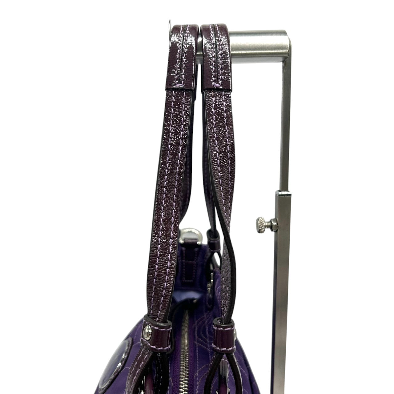 【美品】コーチ COACH ポピー 2WAY ハンドバッグ 14417 ショルダーバッグ レディース ナイロン パープル キルティング ステッチ ワンショルダー 斜め掛け可 エレガント 軽量 大容量 クリーニング済み s57