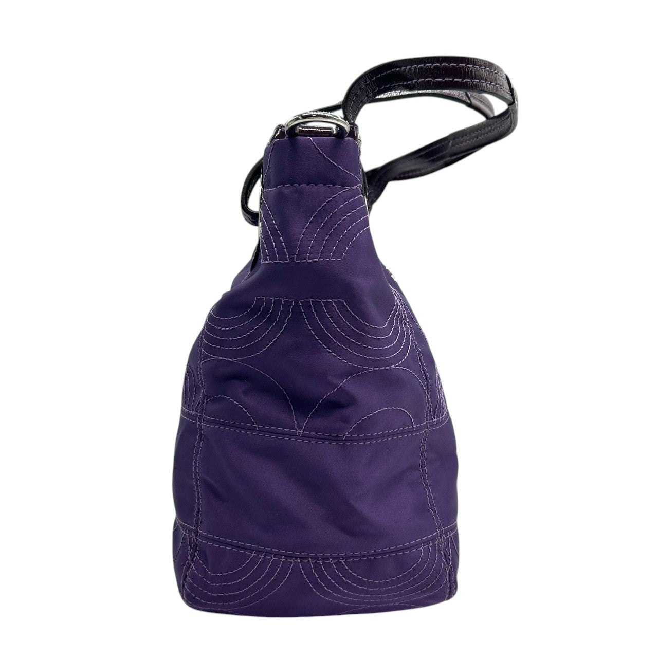 【美品】コーチ COACH ポピー 2WAY ハンドバッグ 14417 ショルダーバッグ レディース ナイロン パープル キルティング ステッチ ワンショルダー 斜め掛け可 エレガント 軽量 大容量 クリーニング済み s57