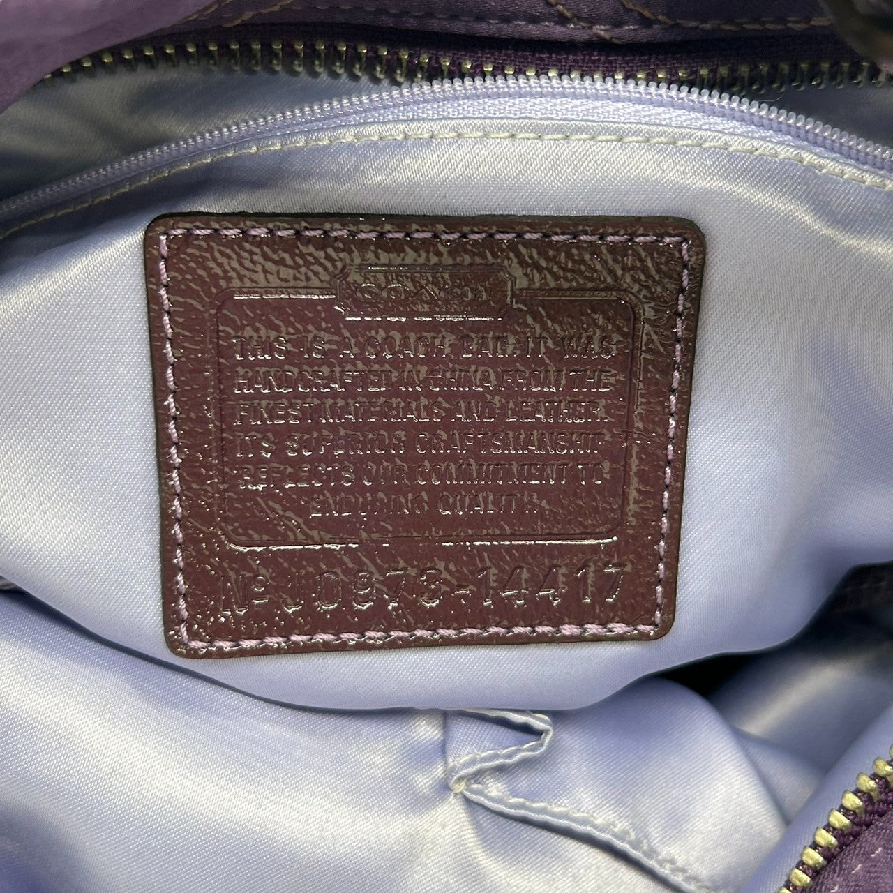 【美品】コーチ COACH ポピー 2WAY ハンドバッグ 14417 ショルダーバッグ レディース ナイロン パープル キルティング ステッチ ワンショルダー 斜め掛け可 エレガント 軽量 大容量 クリーニング済み s57