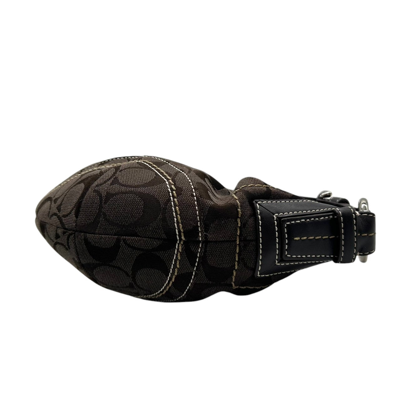 【美品】コーチ COACH ハンドバッグ 10073 シグネチャー ワンショルダーバッグ 肩掛け レディース キャンバス レザー ブラウン ダークブラウン ホワイトステッチ シグネチャー Y2K 00s vintage s2