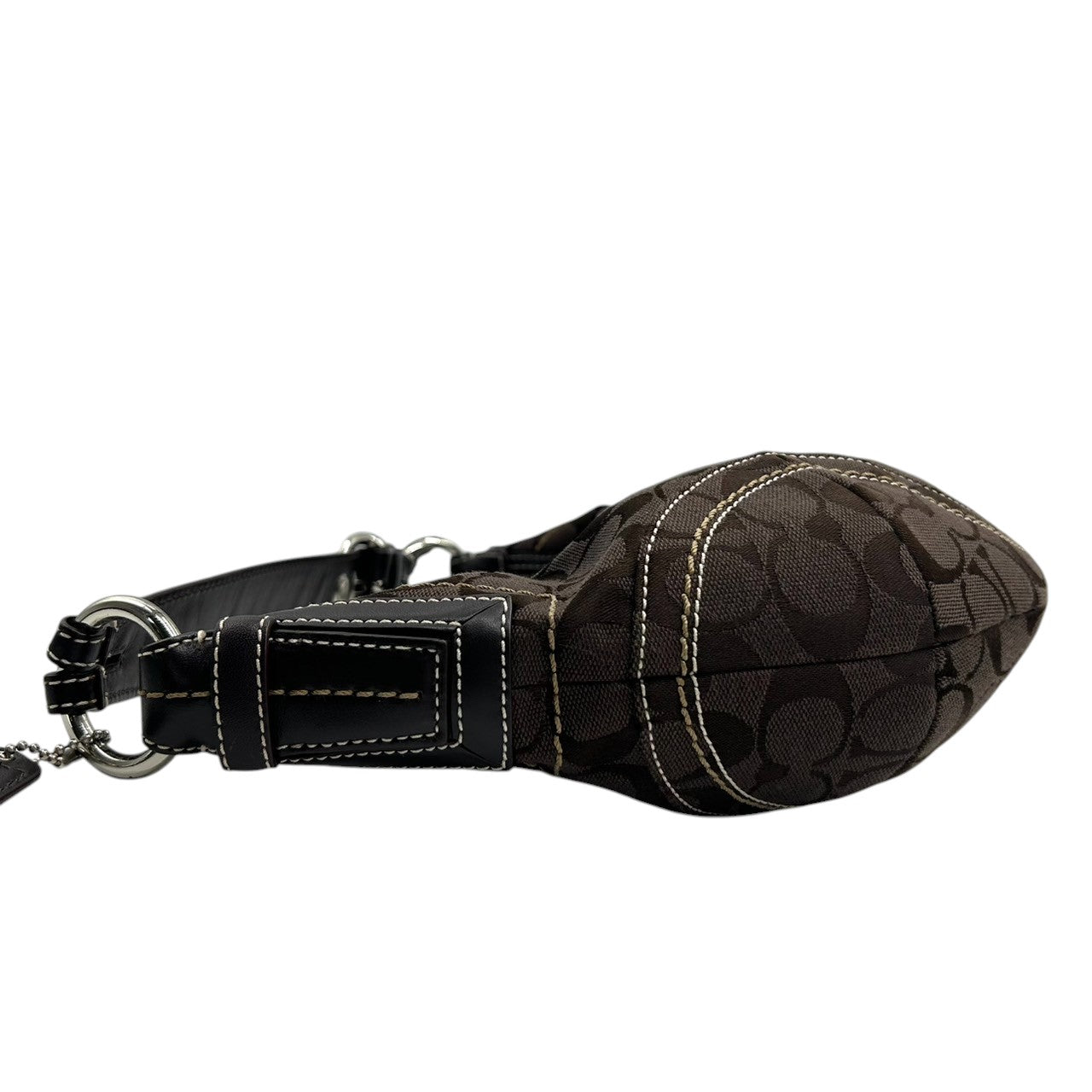 【美品】コーチ COACH ハンドバッグ 10073 シグネチャー ワンショルダーバッグ 肩掛け レディース キャンバス レザー ブラウン ダークブラウン ホワイトステッチ シグネチャー Y2K 00s vintage s2