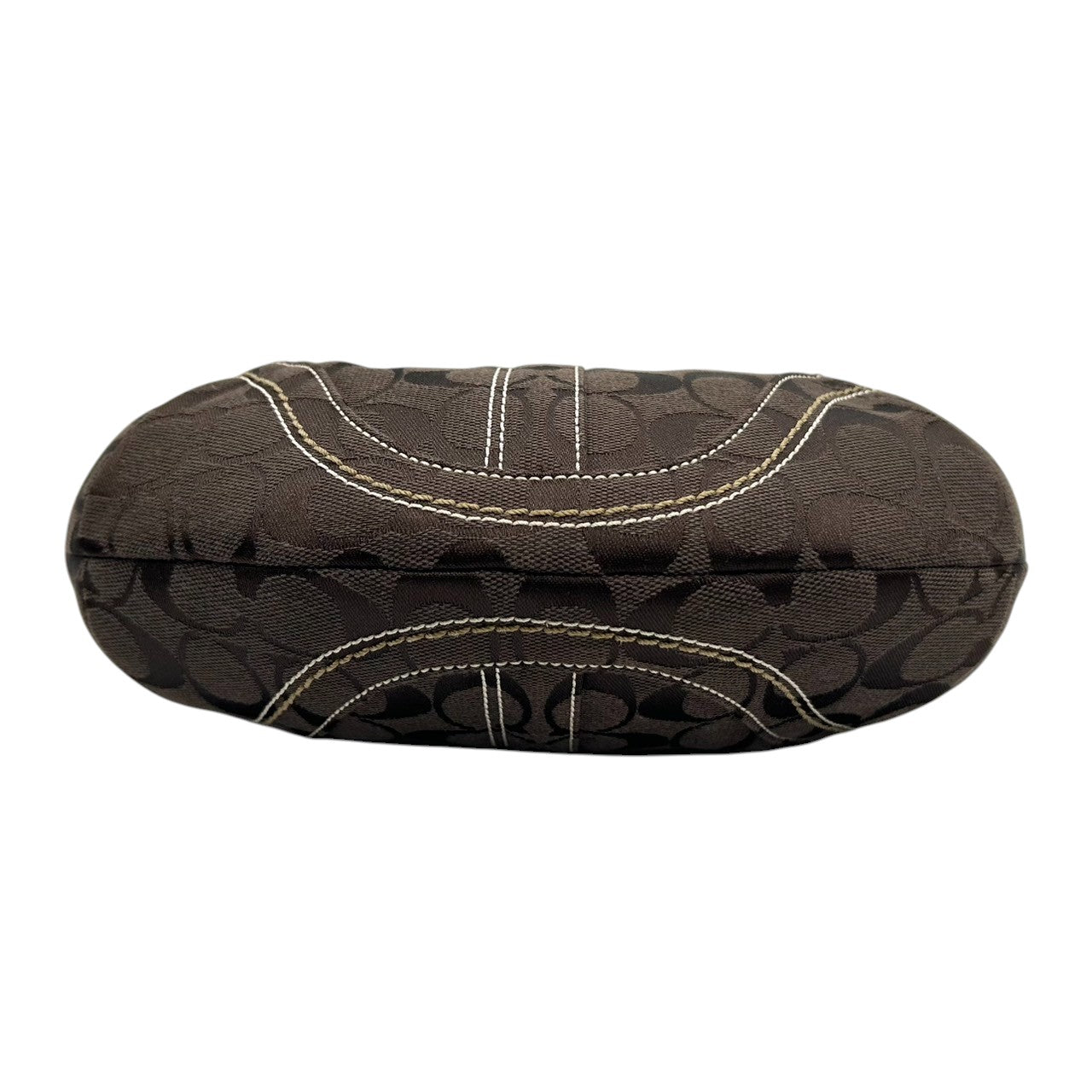 【美品】コーチ COACH ハンドバッグ 10073 シグネチャー ワンショルダーバッグ 肩掛け レディース キャンバス レザー ブラウン ダークブラウン ホワイトステッチ シグネチャー Y2K 00s vintage s2