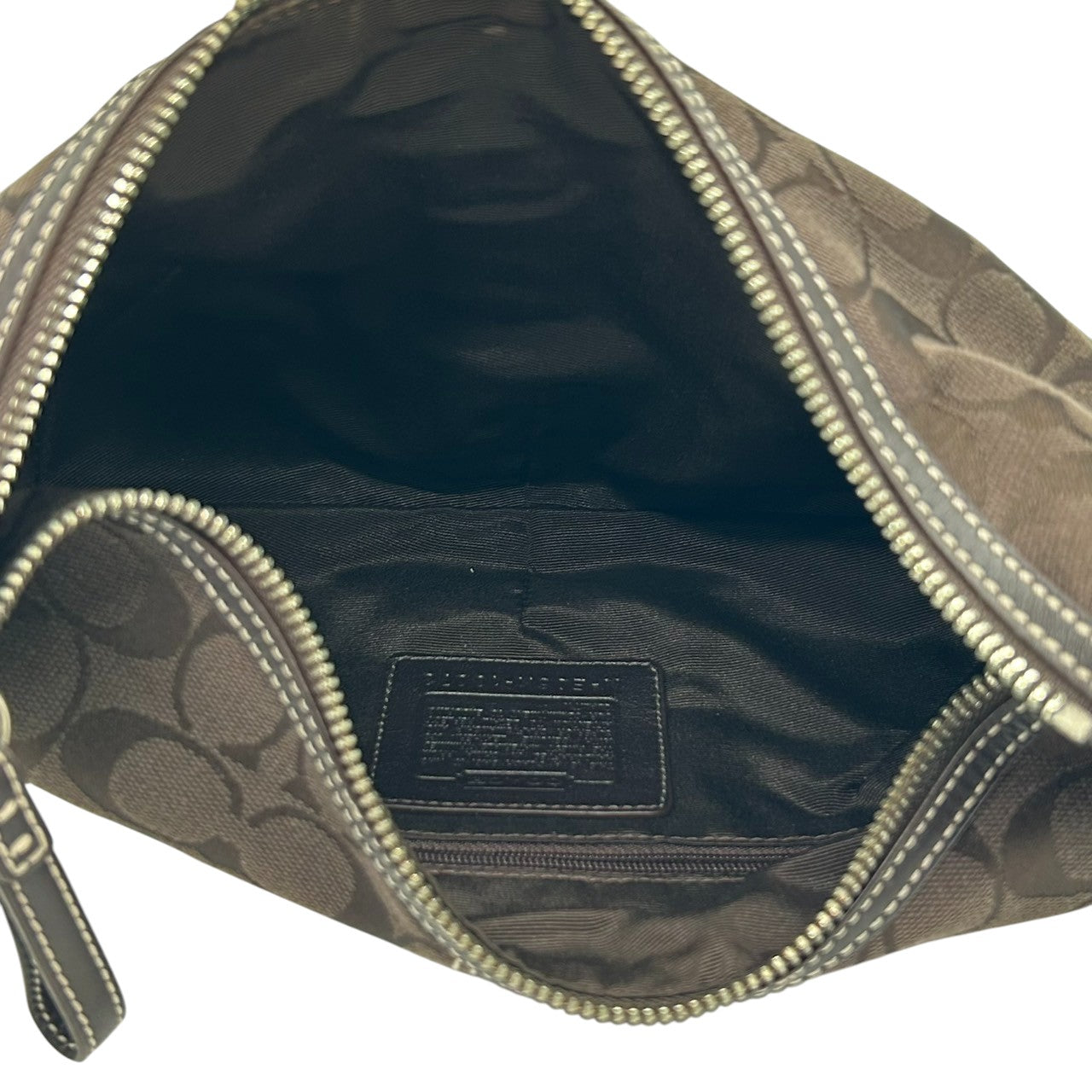 【美品】コーチ COACH ハンドバッグ 10073 シグネチャー ワンショルダーバッグ 肩掛け レディース キャンバス レザー ブラウン ダークブラウン ホワイトステッチ シグネチャー Y2K 00s vintage s2