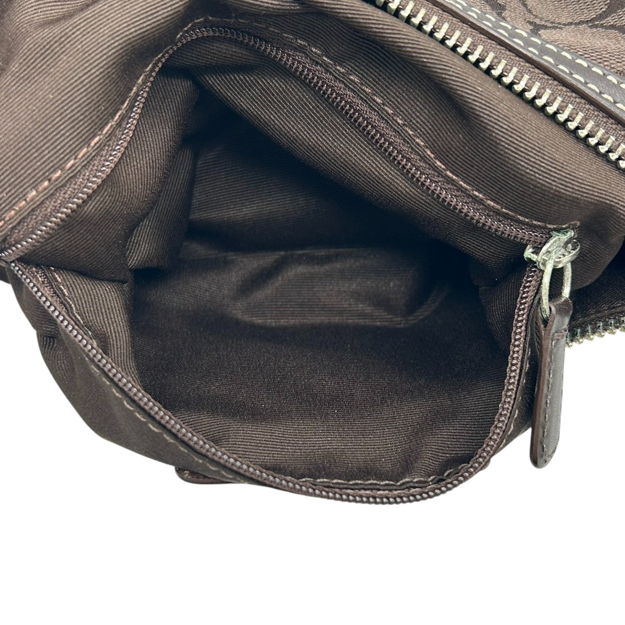 【美品】コーチ COACH ハンドバッグ 10073 シグネチャー ワンショルダーバッグ 肩掛け レディース キャンバス レザー ブラウン ダークブラウン ホワイトステッチ シグネチャー Y2K 00s vintage s2