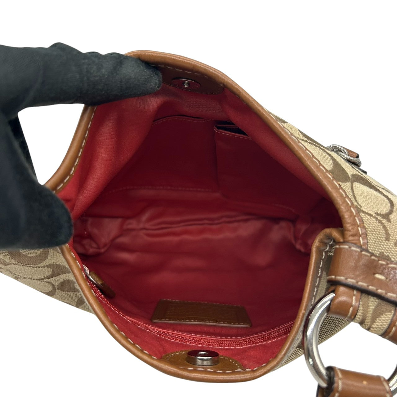 【美品】コーチ COACH シグネチャー ショルダーバッグ F14689 クロスボディバッグ 斜め掛け可 レディース キャンバス レザー ブラウン ベージュ 軽量 通勤 通学 クラシックデザイン エレガント クリーニング済み s64